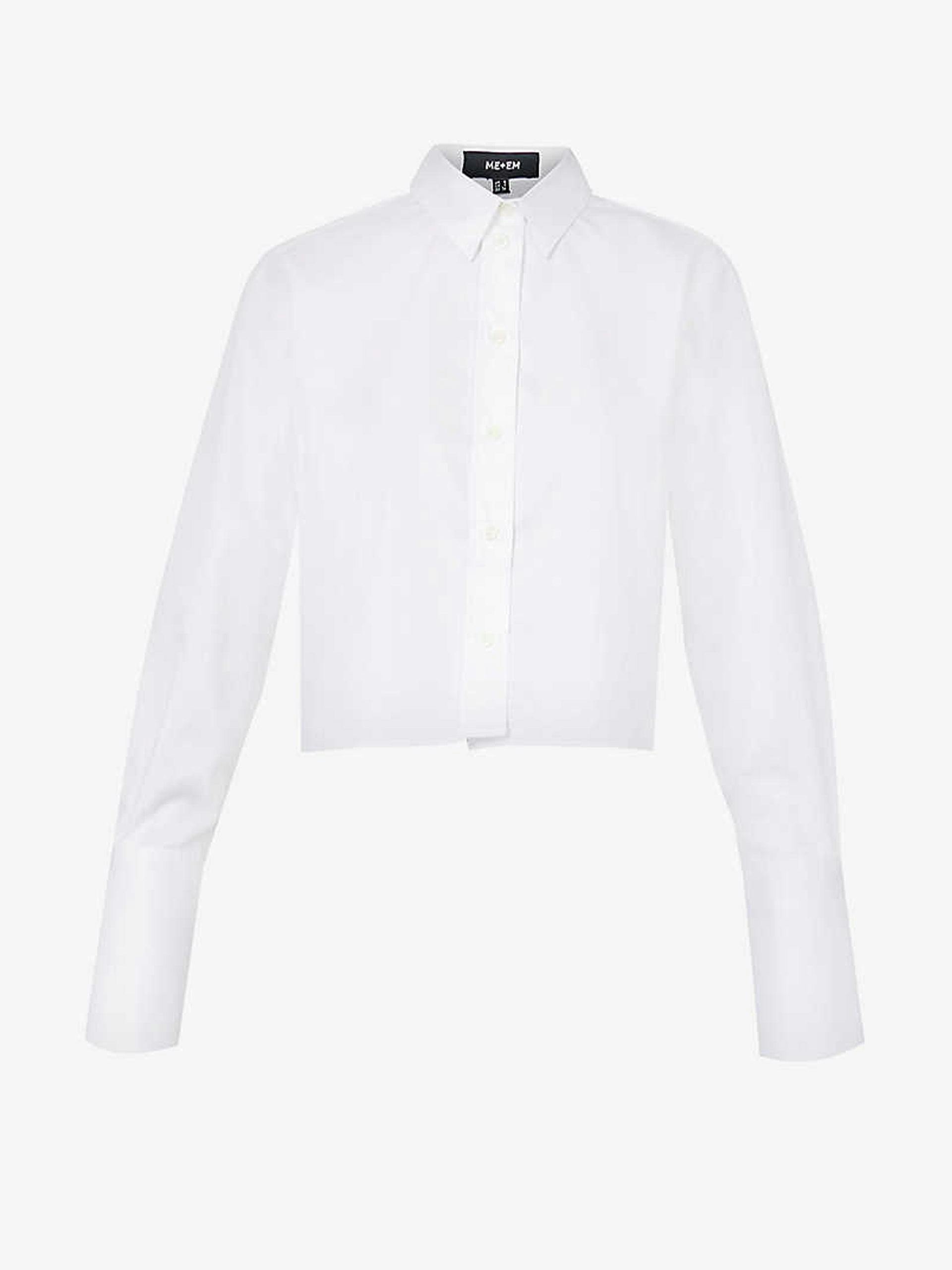 White cotton cropped shirt