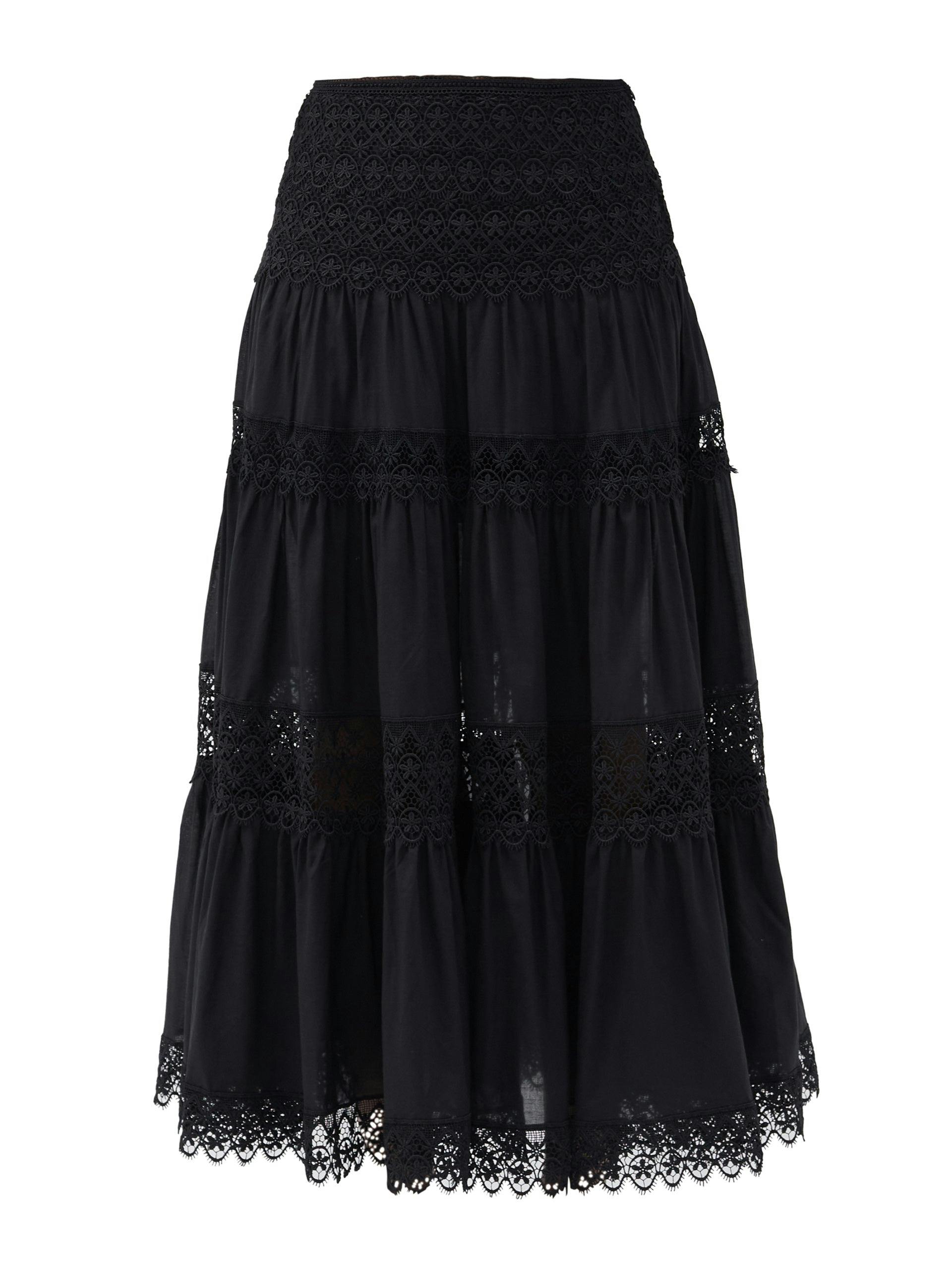 Black lace cotton skirt