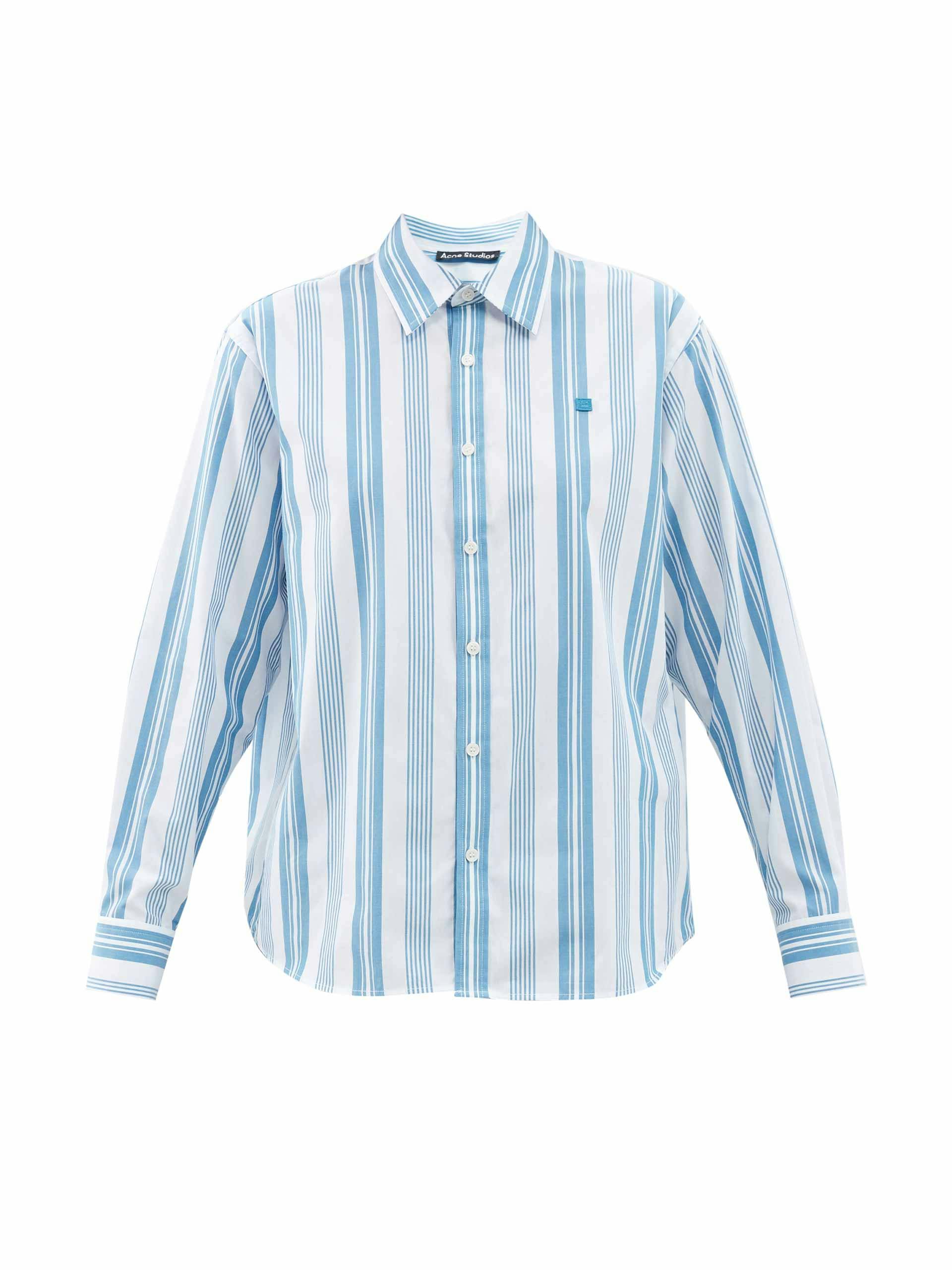 Blue striped poplin shirt