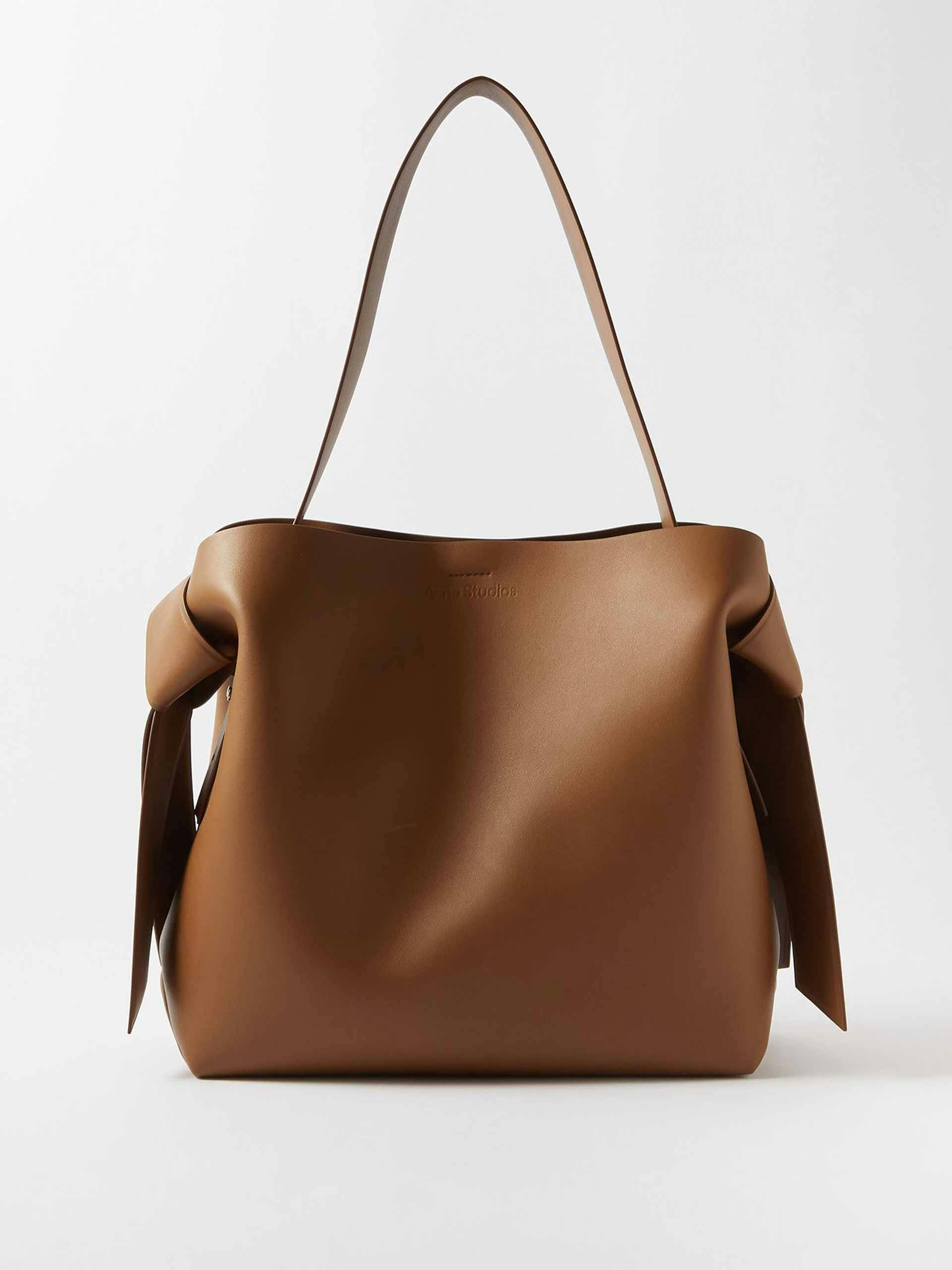 Medium brown leather shoulder bag