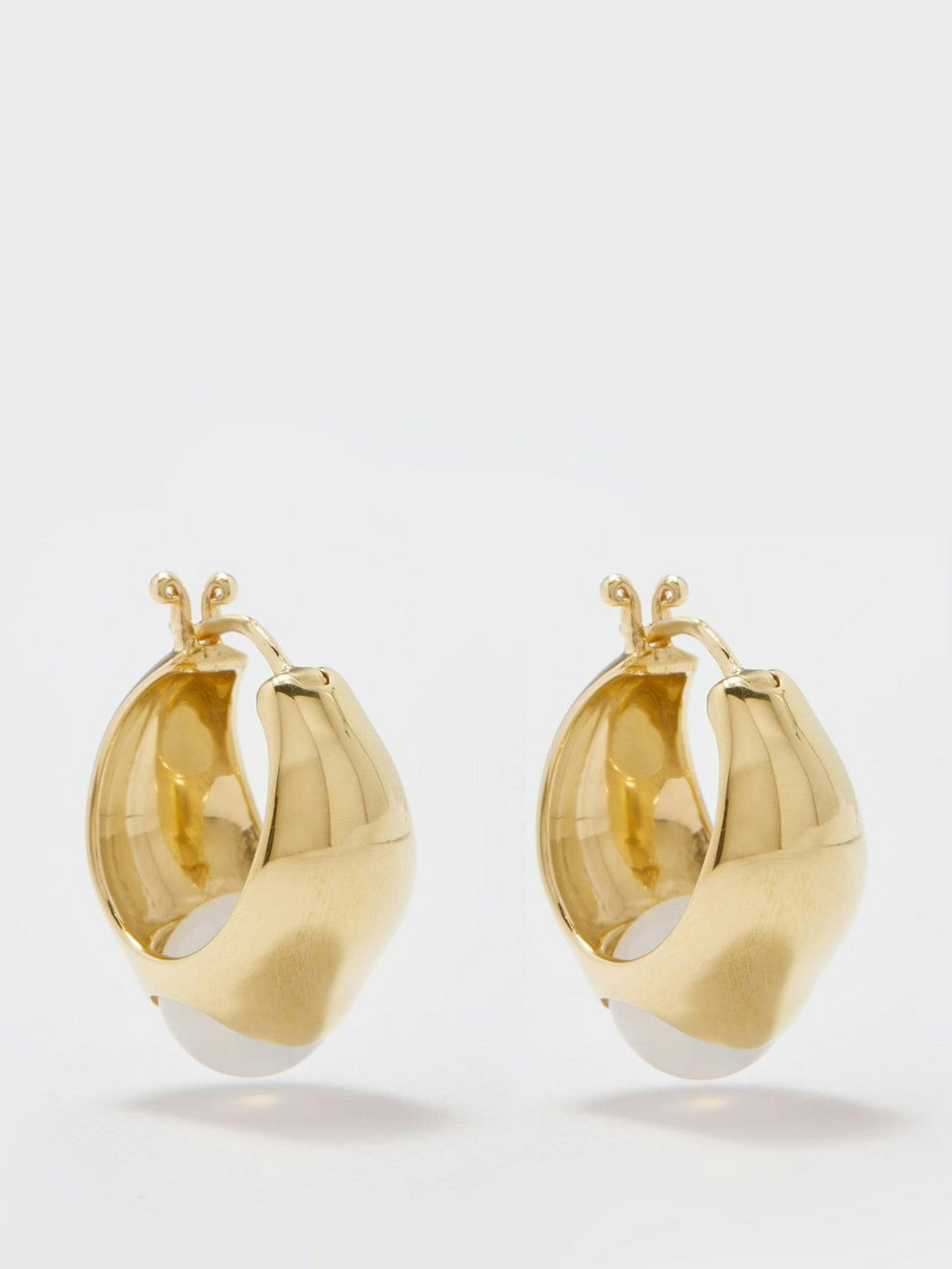 Rolling Stone quartz and 14kt gold-plated earrings