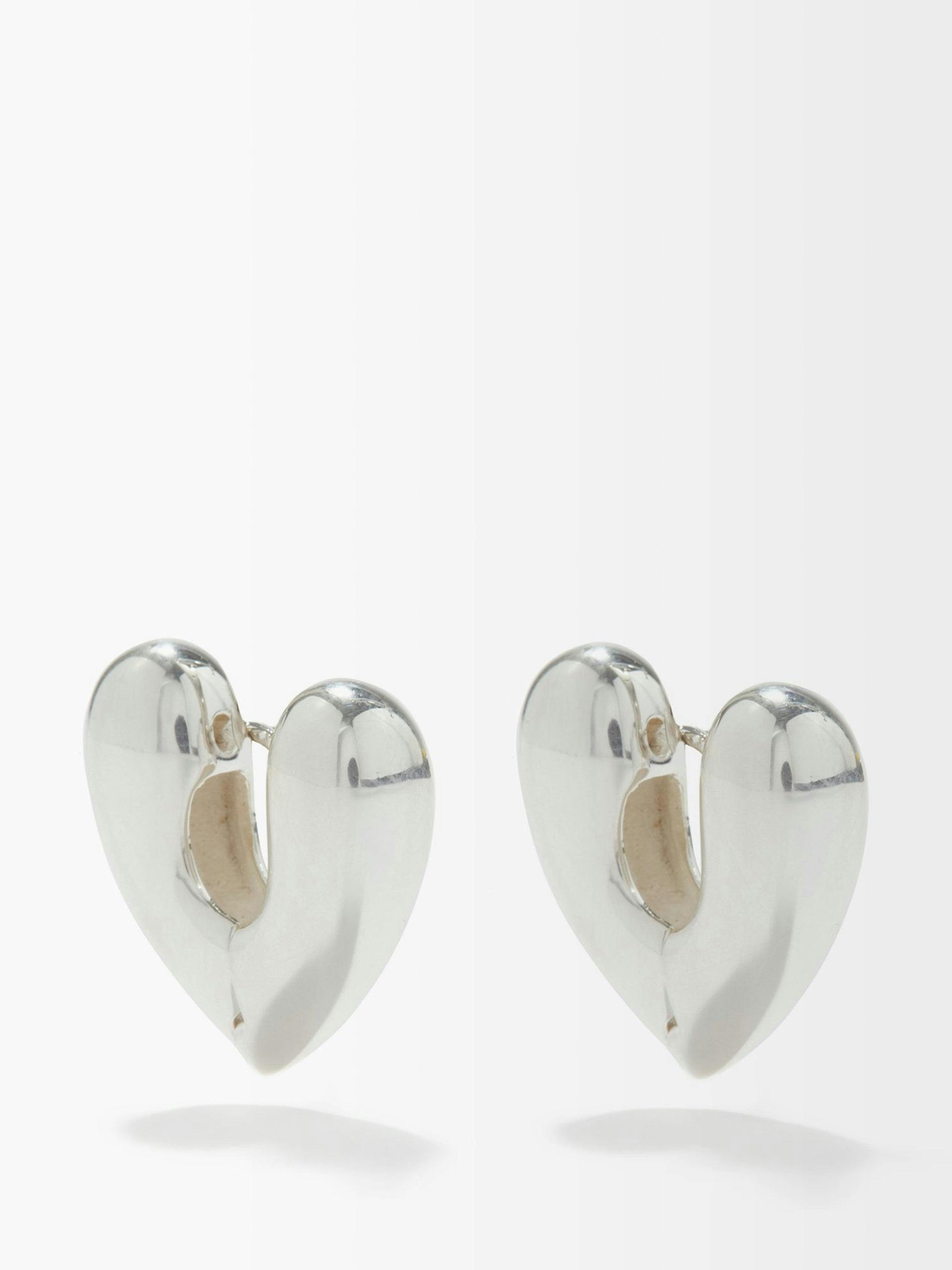 Heart large sterling-silver hoop earrings
