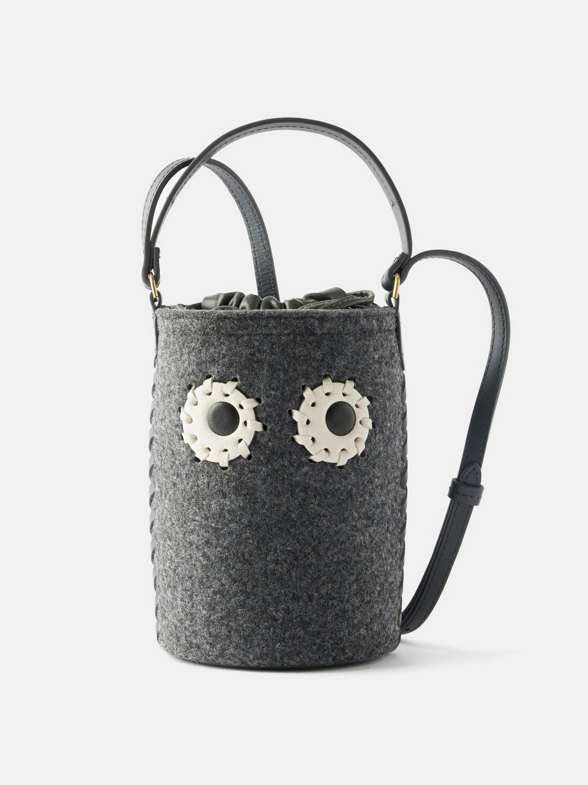Eyes mini recycled-felt bucket bag