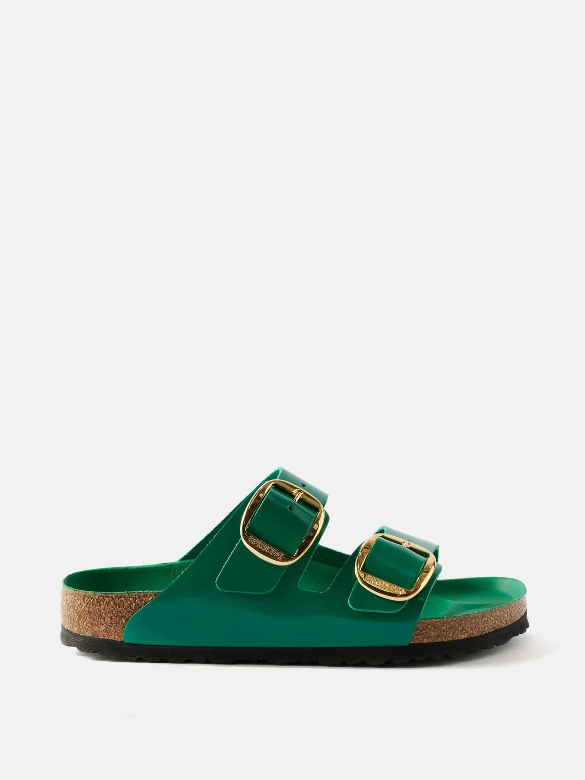 Green leather sandals