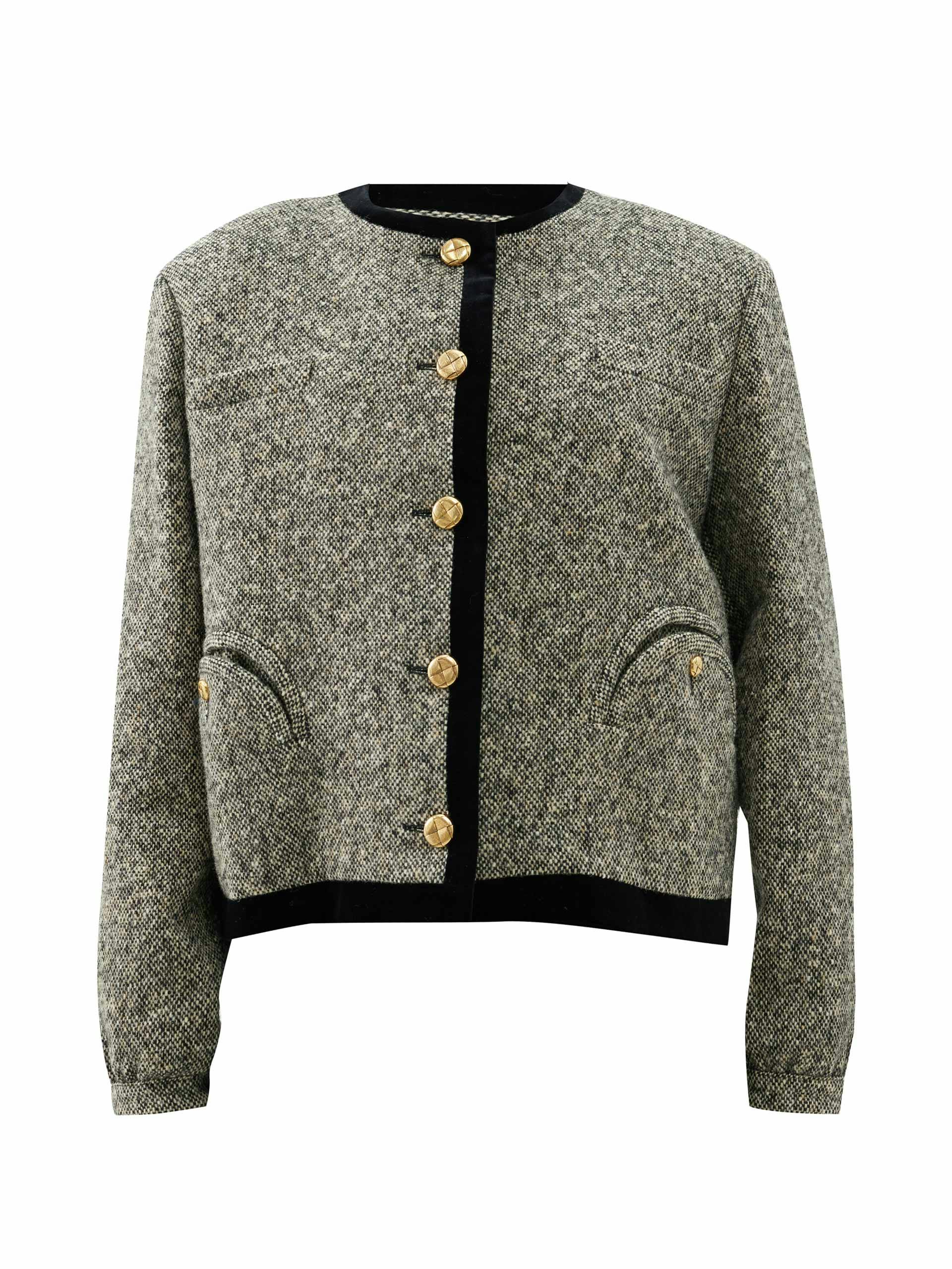 Velvet-trim wool jacket