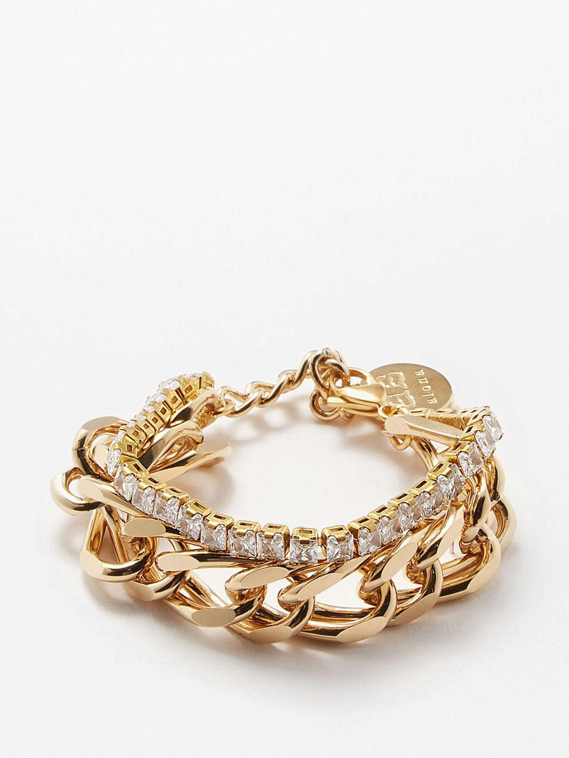 Rhinestone and 18kt gold-plated bracelet