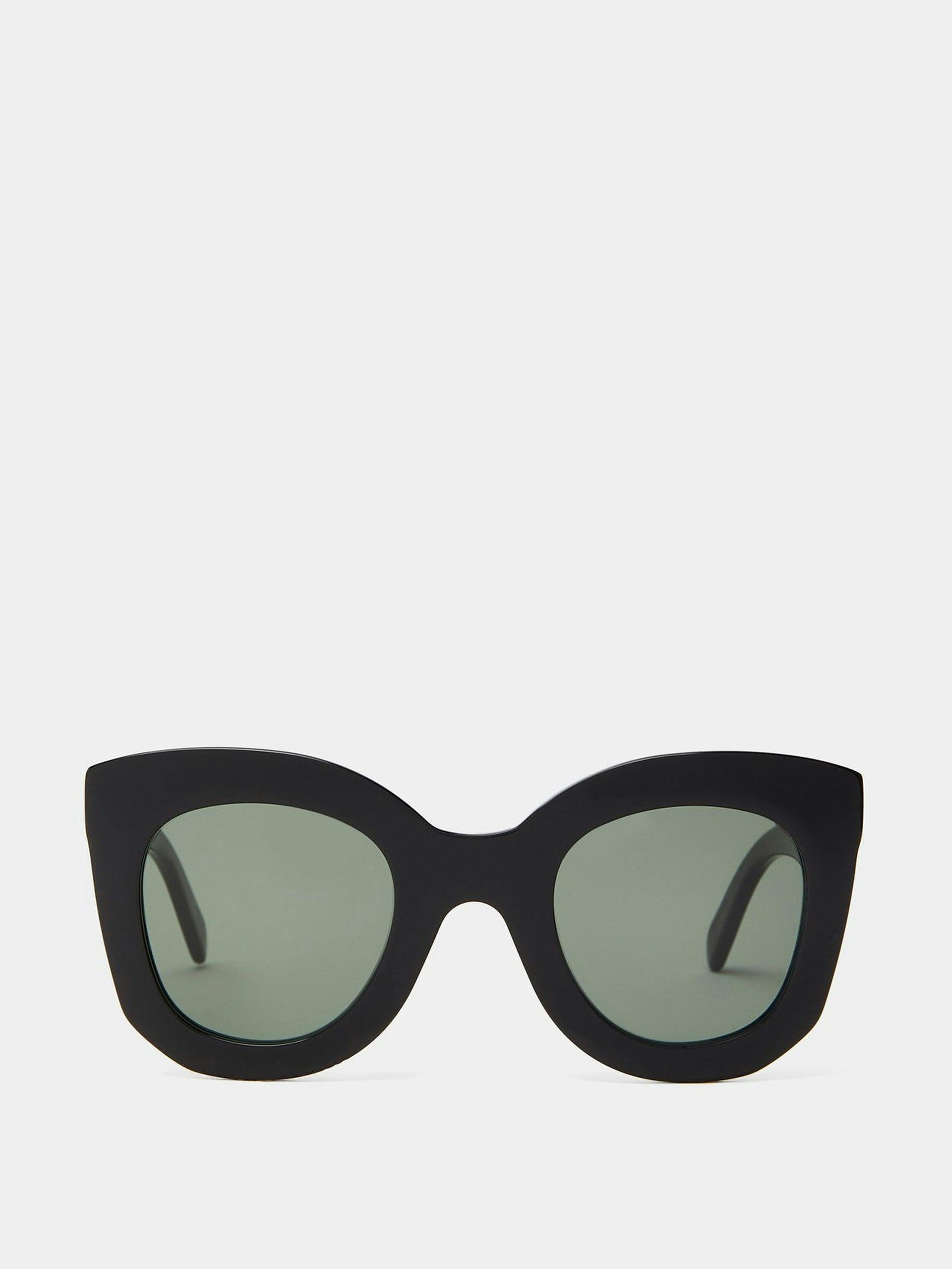 Black oversized round acetate sunglasses