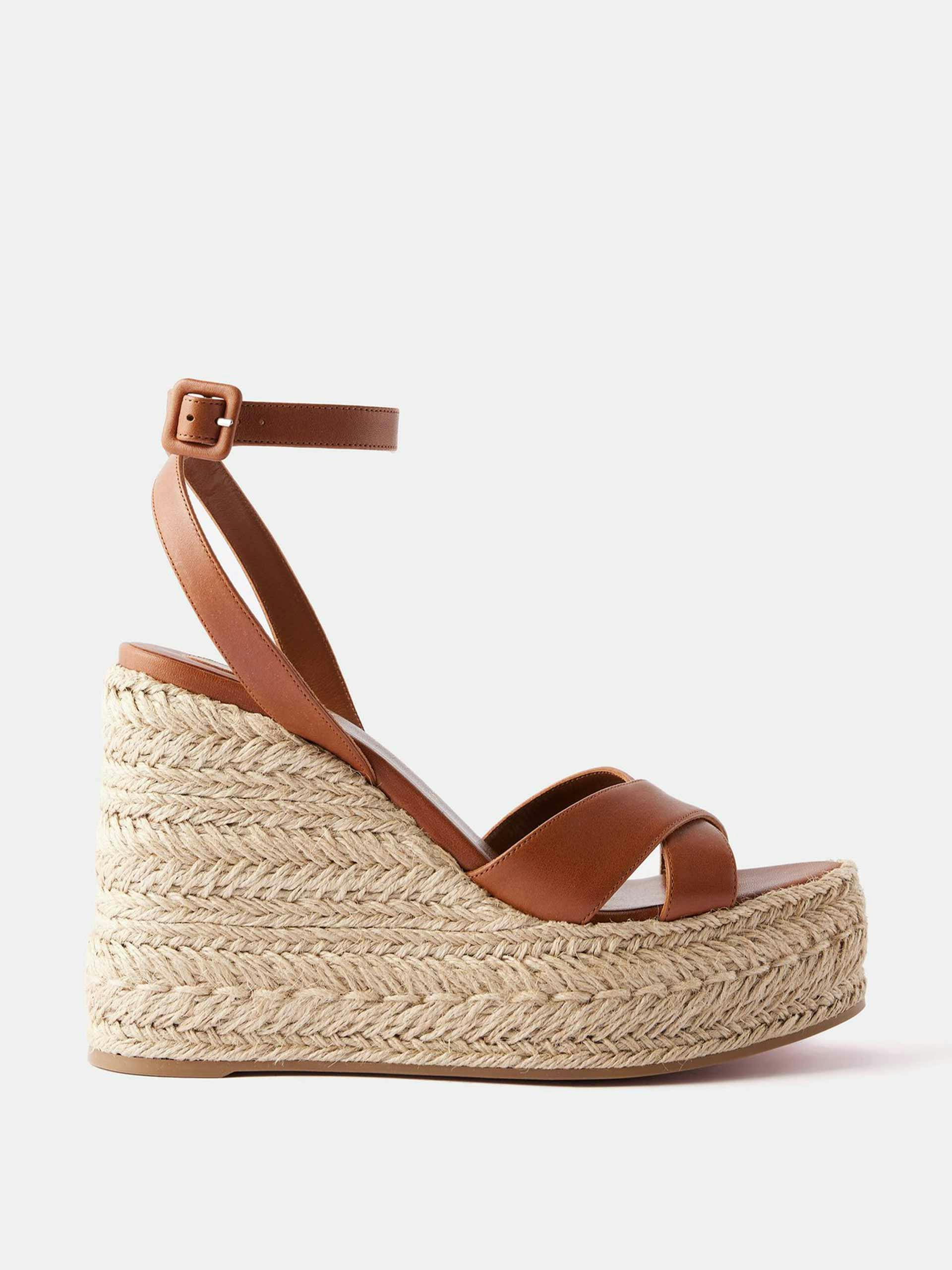 Leather espadrille wedges