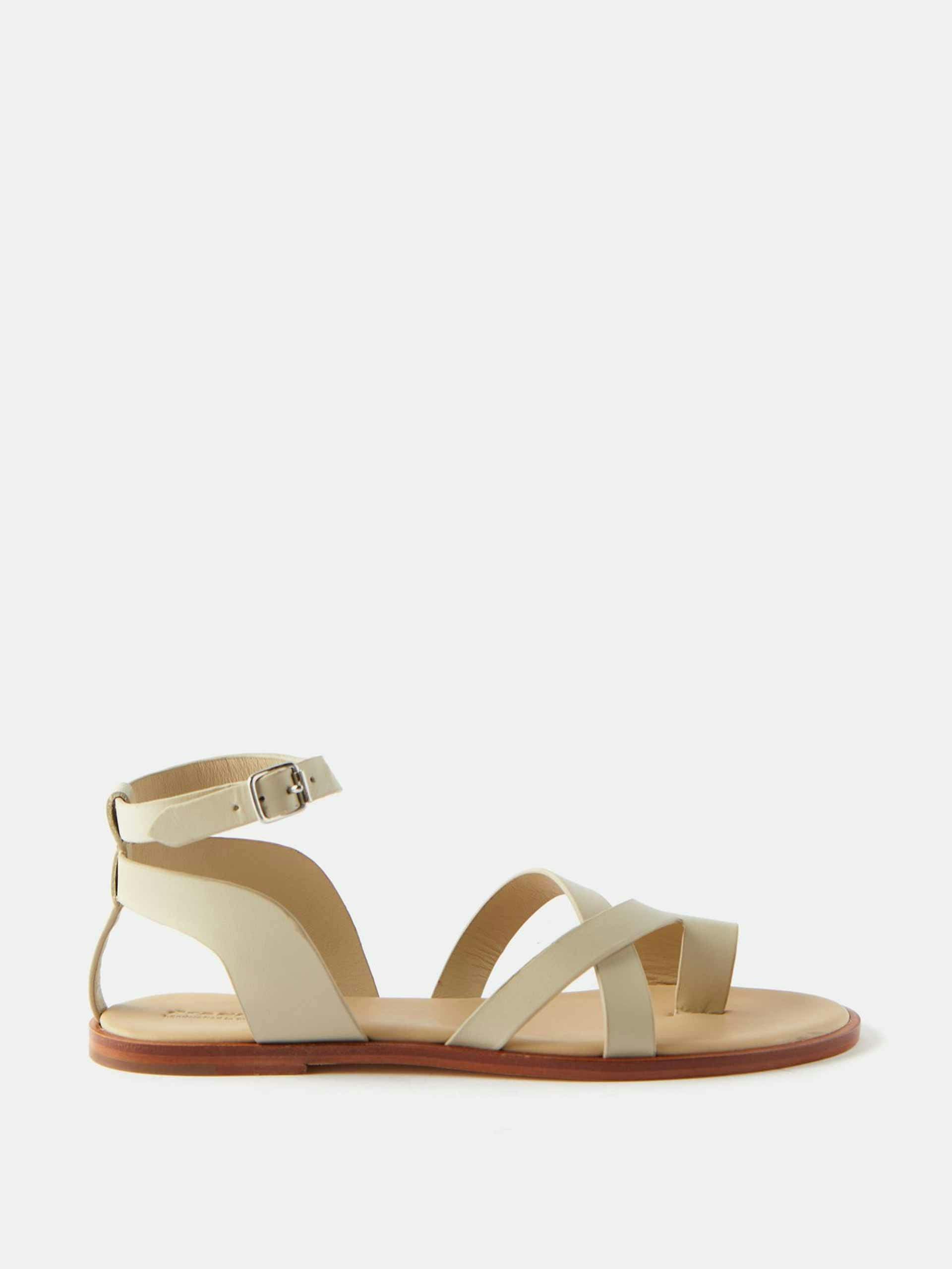 Cream leather strap sandals