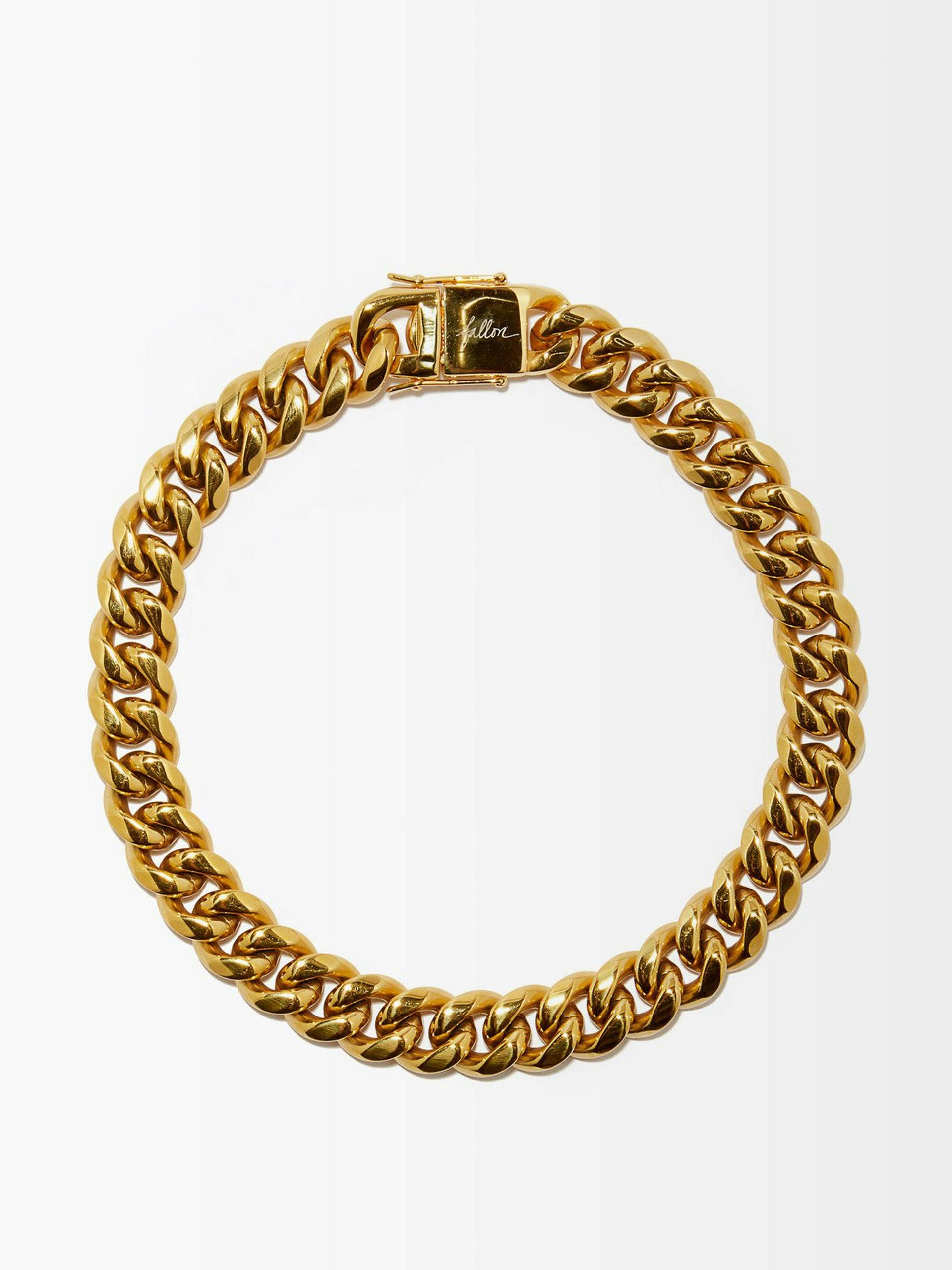 Gold-plated curb-chain necklace