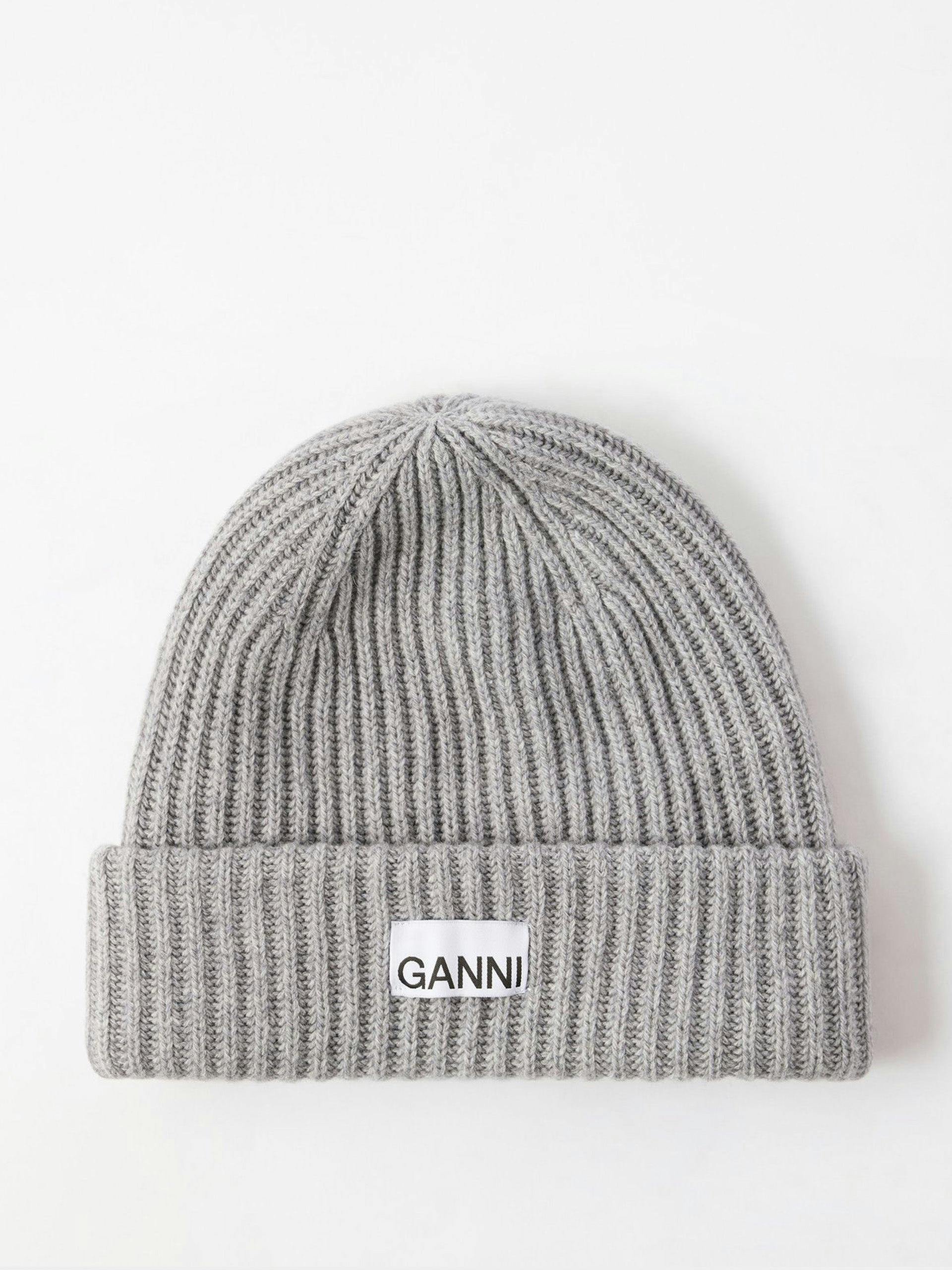 Logo-patch ribbed wool-blend beanie