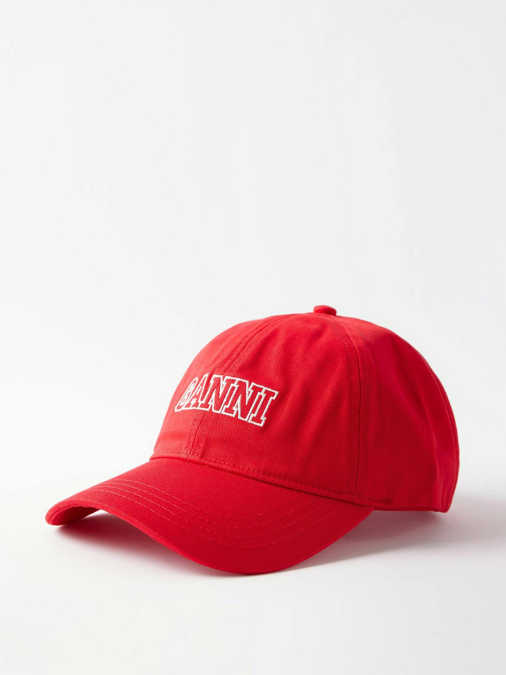 Red logo-embroidered organic cotton baseball cap