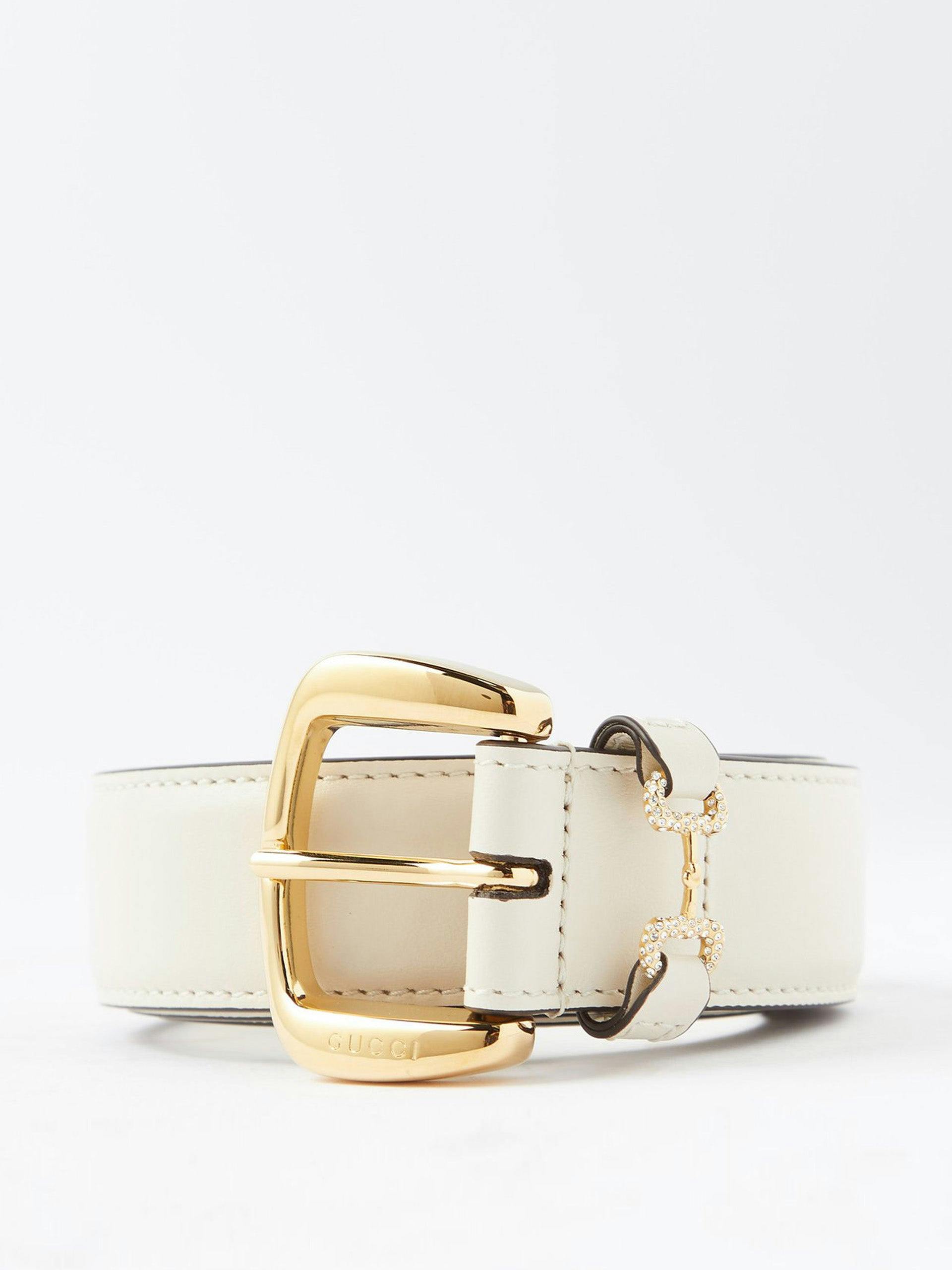 Horsebit-embellished leather belt