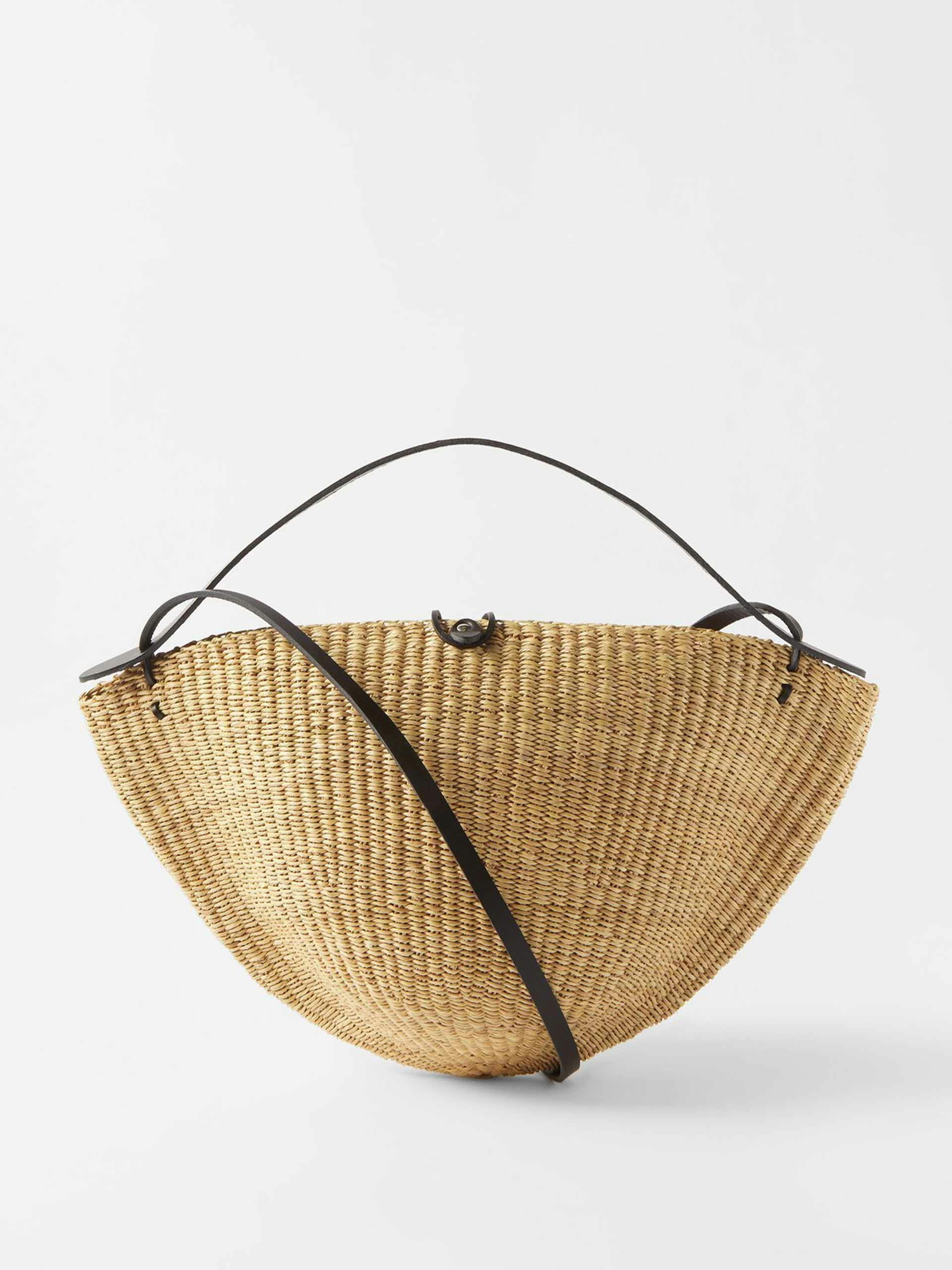 Leather-trimmed basket bag