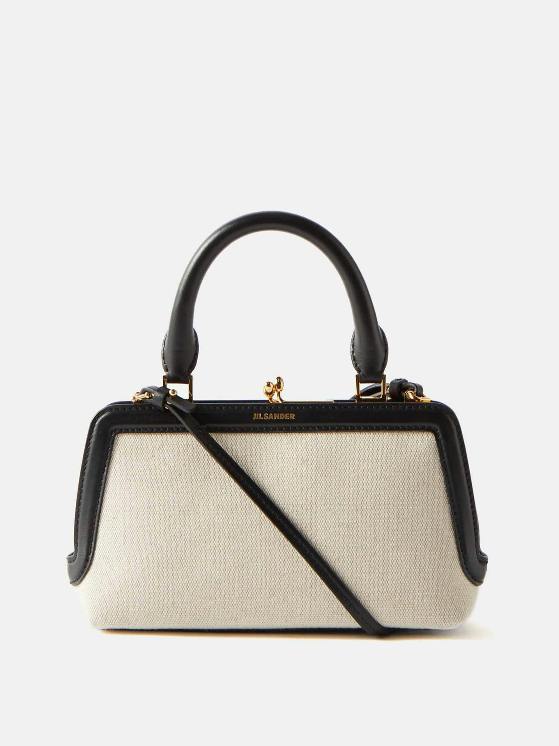 Mini leather-trim canvas handbag