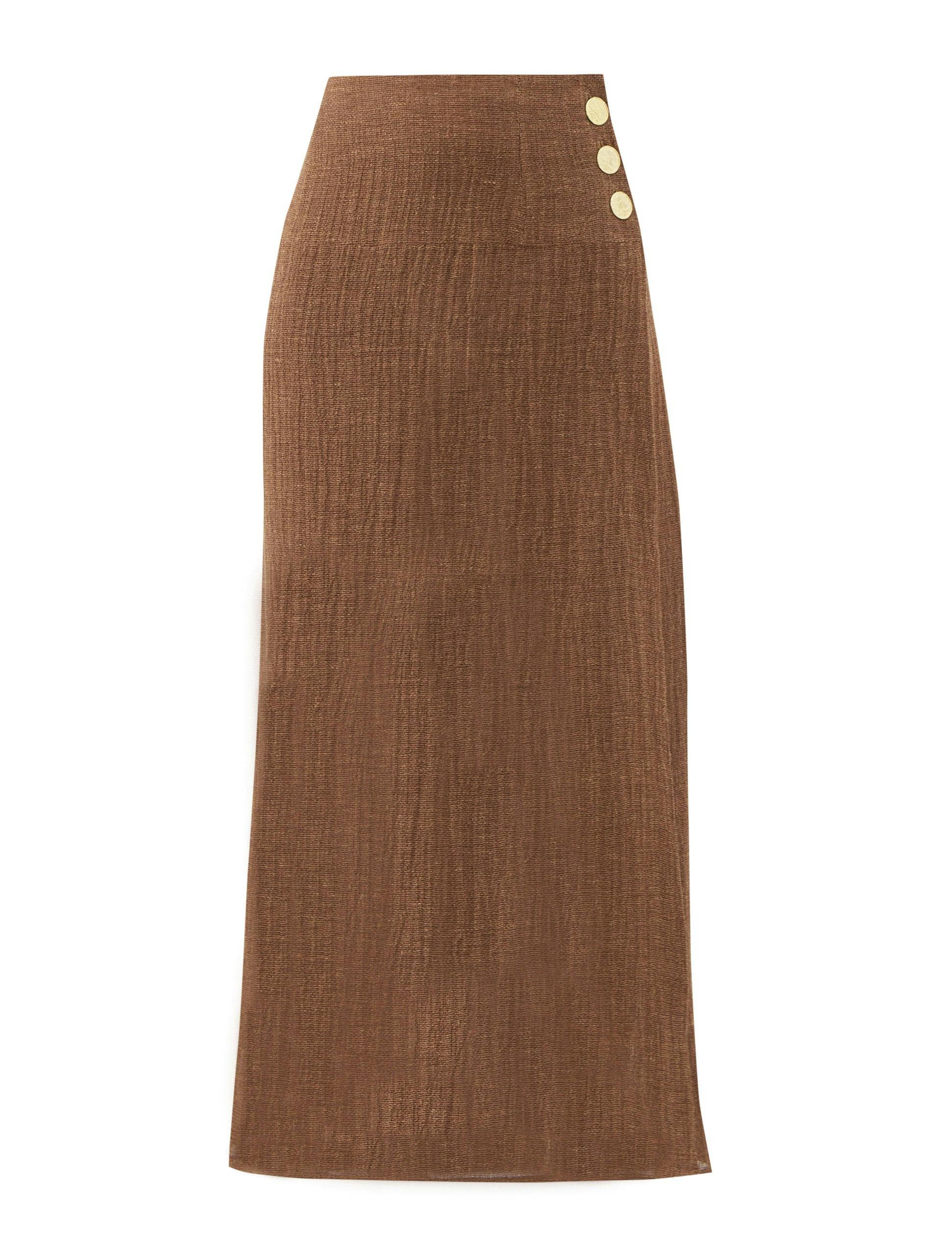 Side slit organic-linen skirt