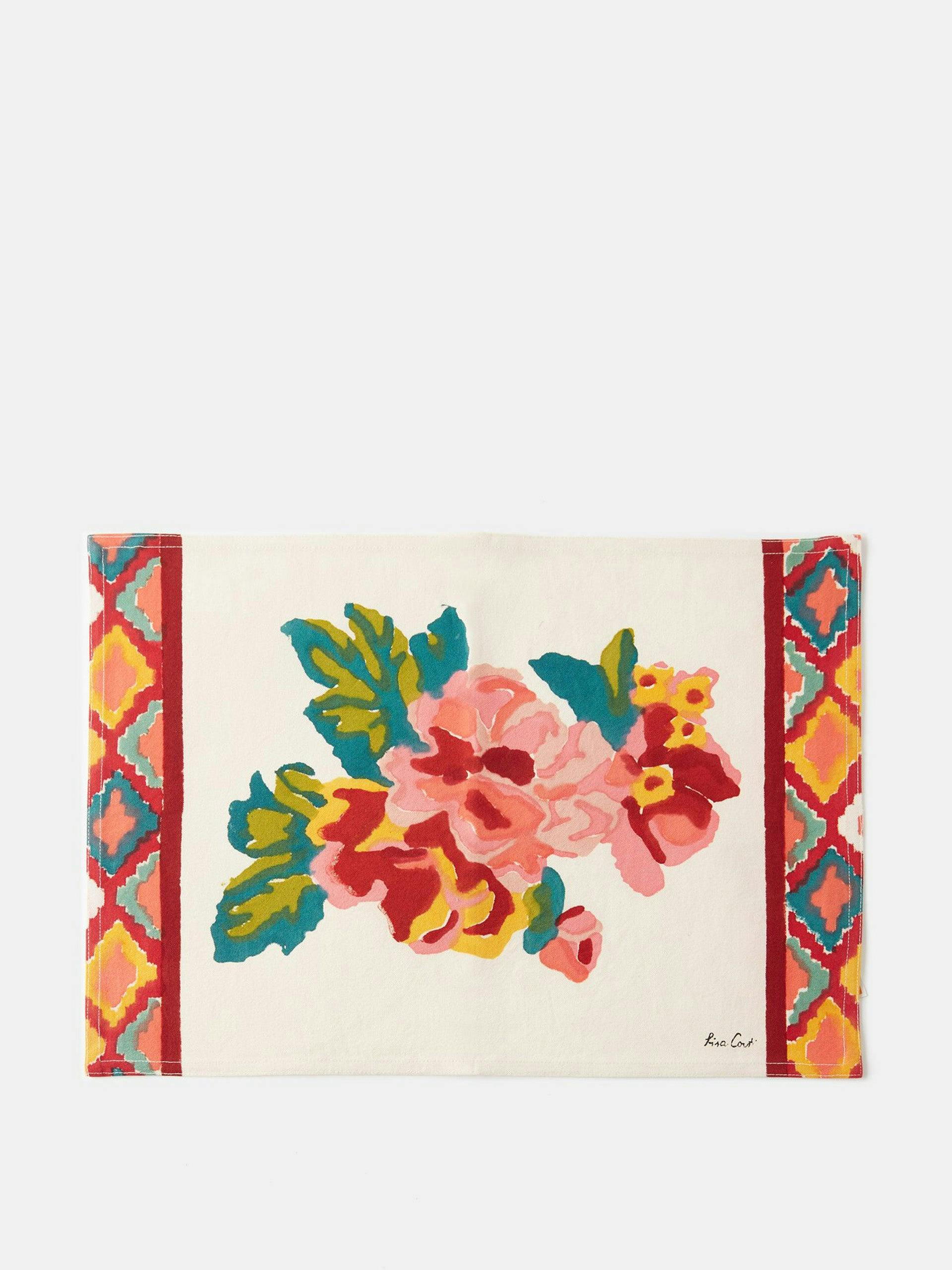 Bouquet-print cotton placemats (set of 4)