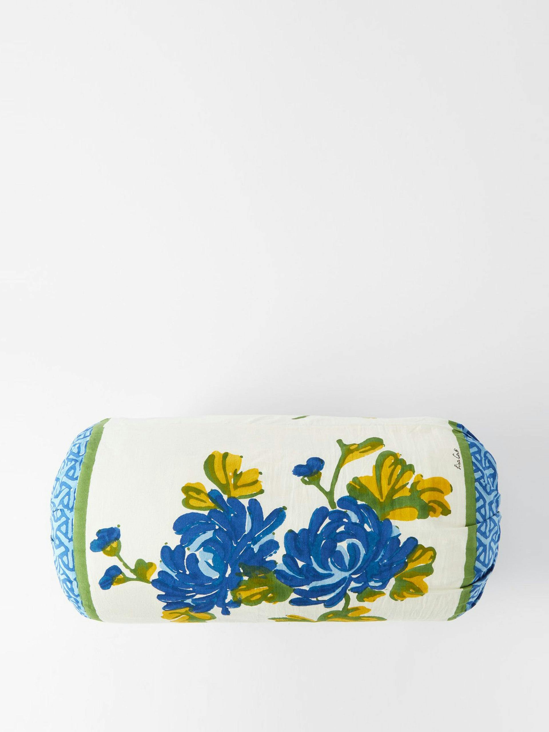 Paloma floral-print cotton bolster cushion