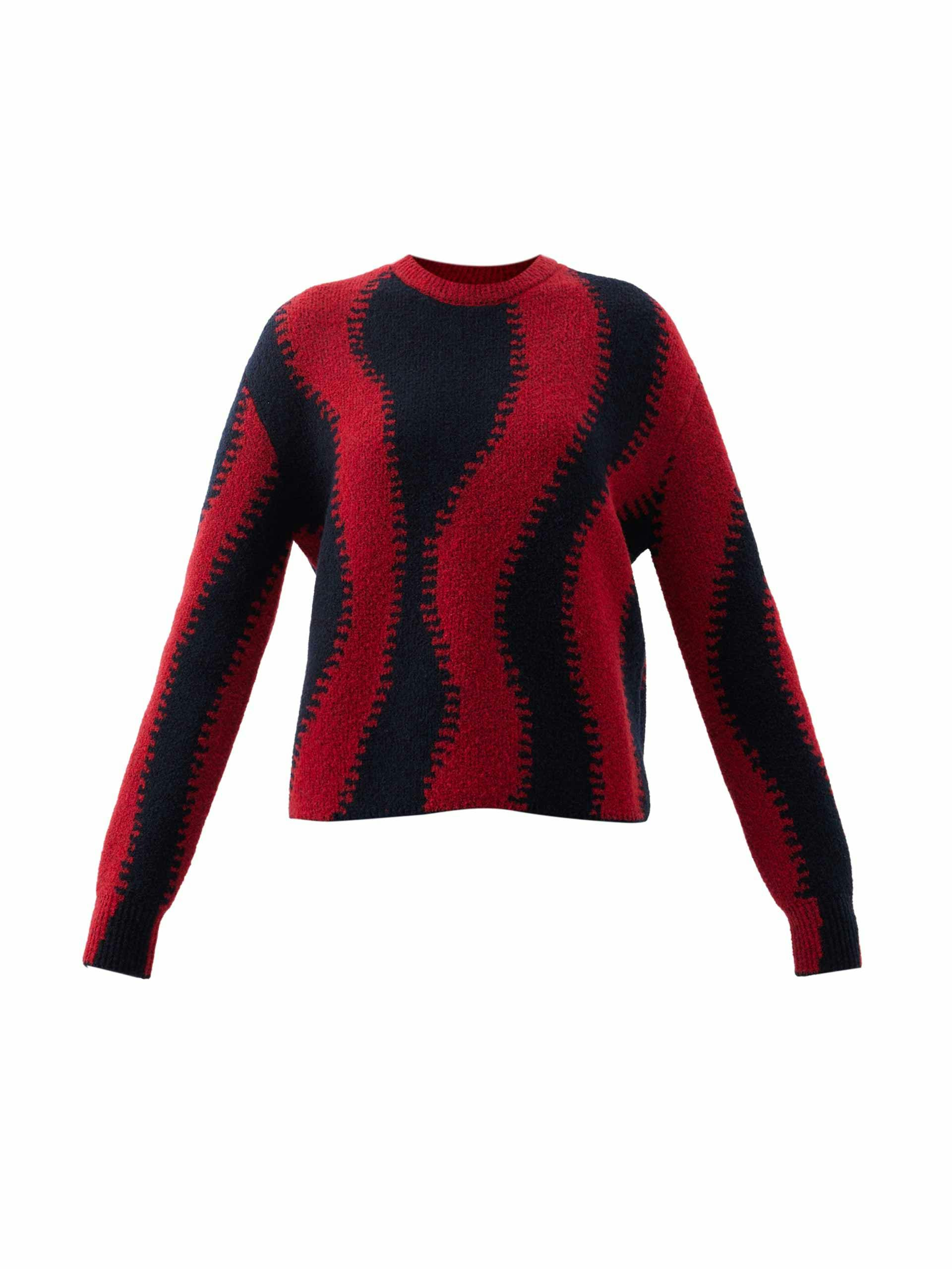 Distorted-stripe wool-blend sweater