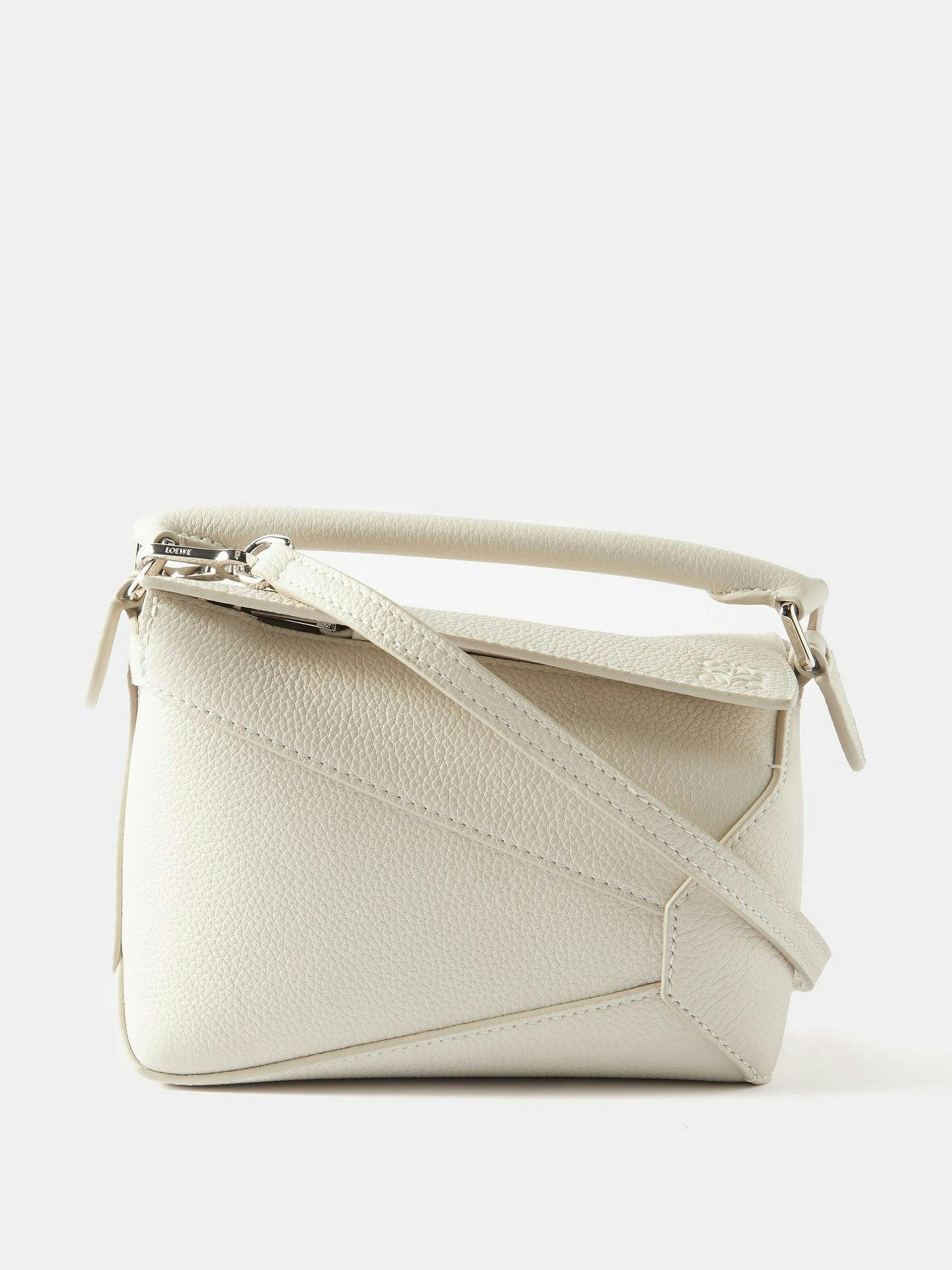 White mini grained-leather cross-body bag