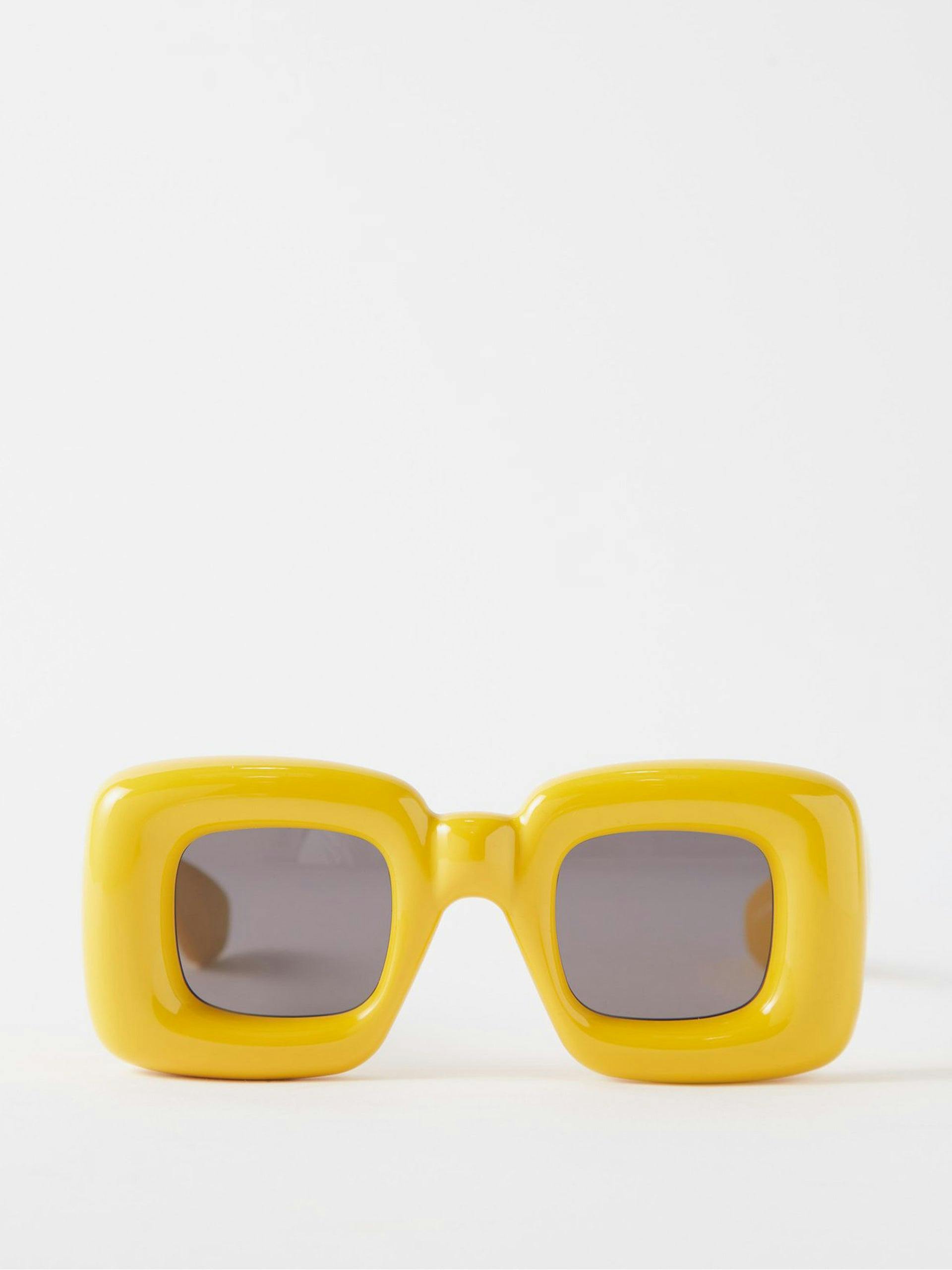Yellow acetate squared rim sunglasses