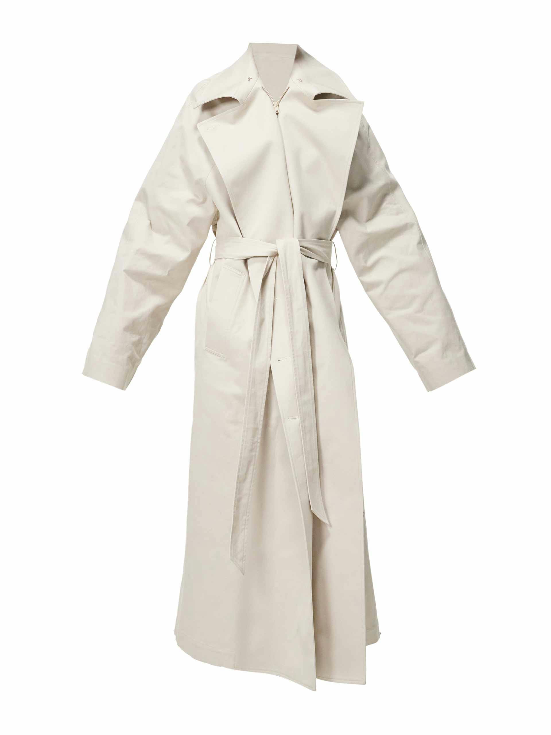 Spread collar cotton-blend trench coat
