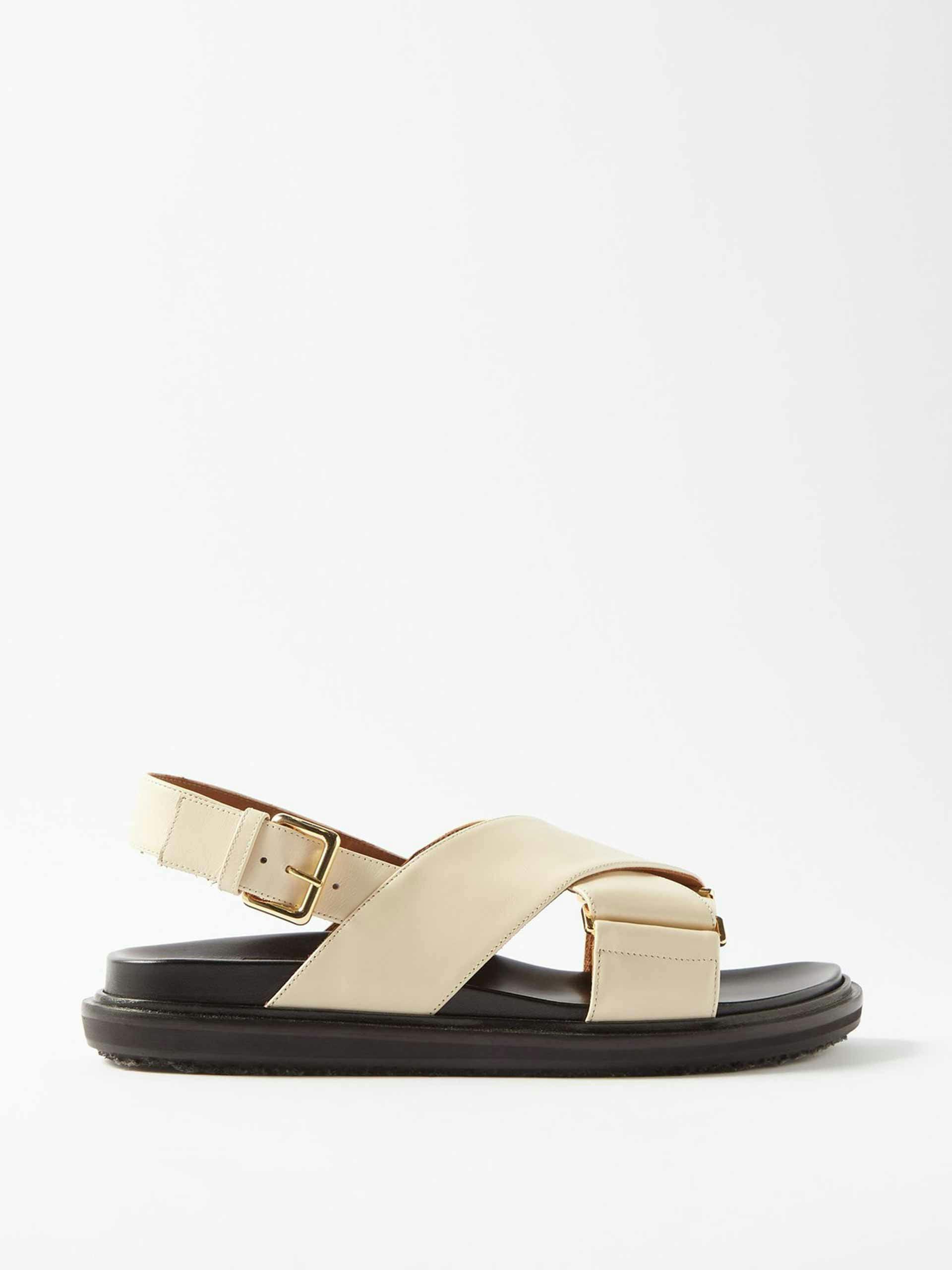 Cream leather sandals