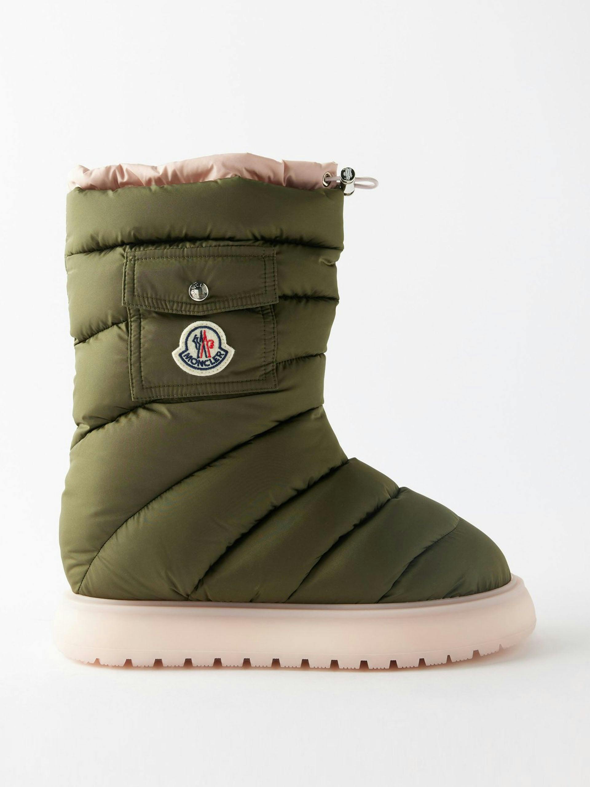 Khaki quilted snow boots