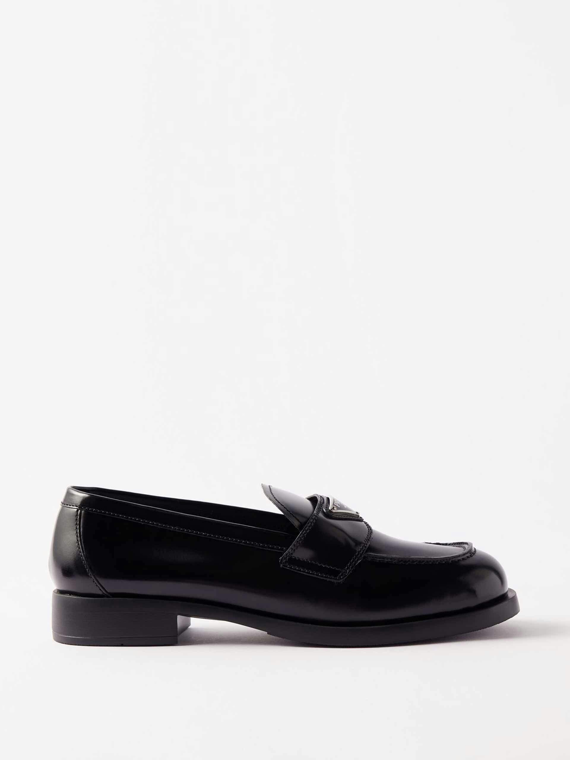 Black leather loafers