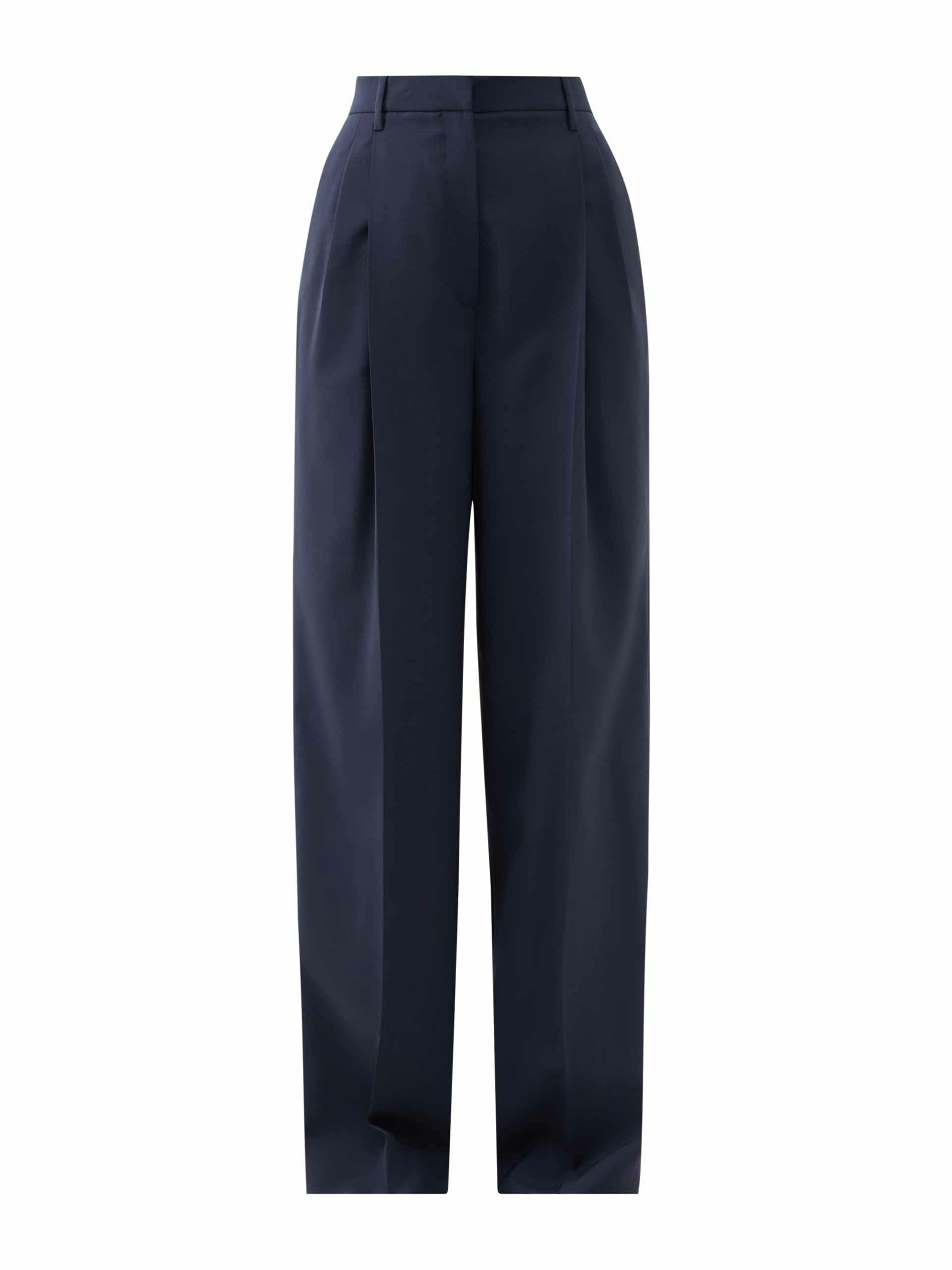 Pleated mohair-blend wide-leg trousers