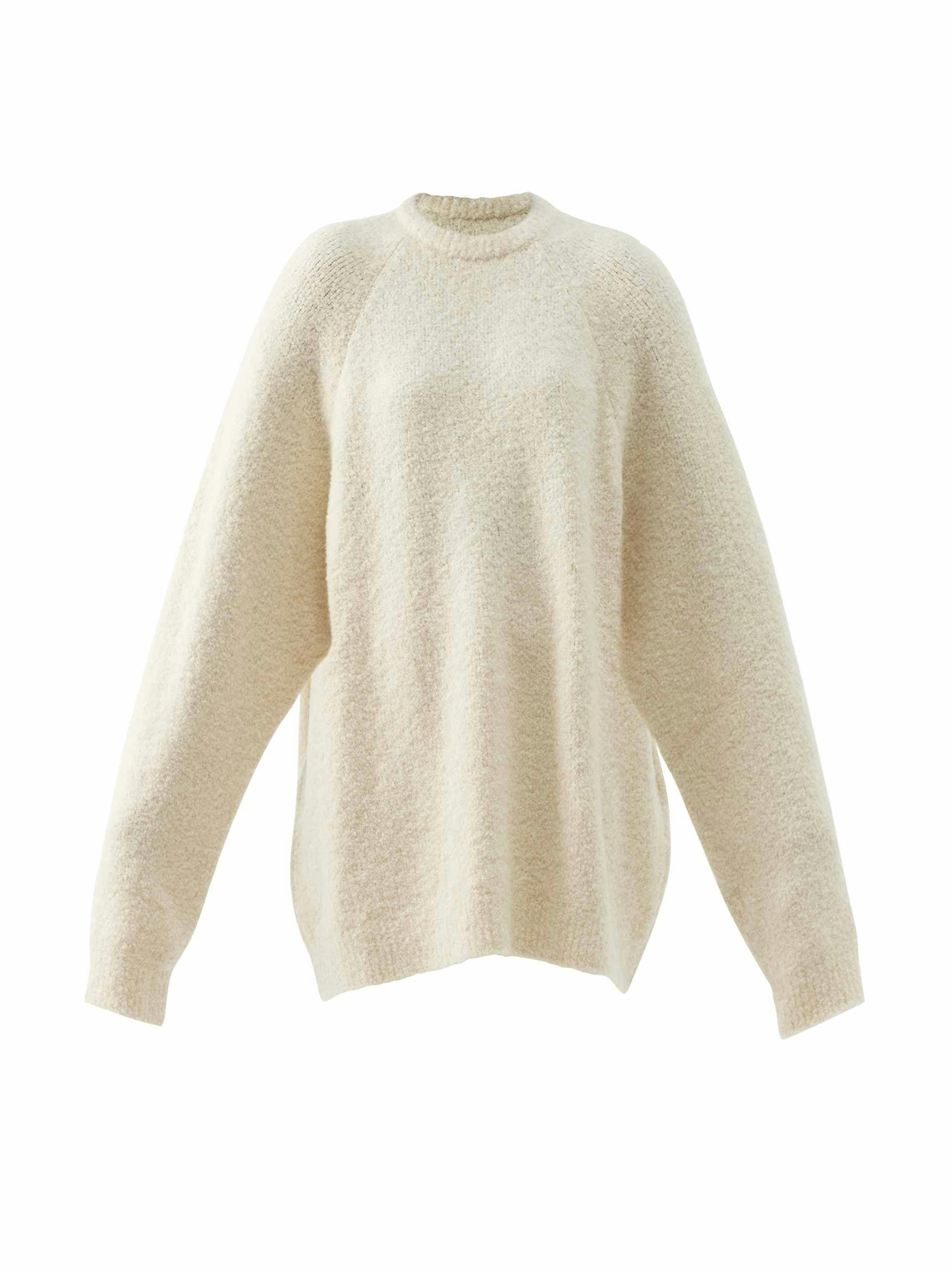 Raglan-sleeve merino wool-blend crew-neck jumper