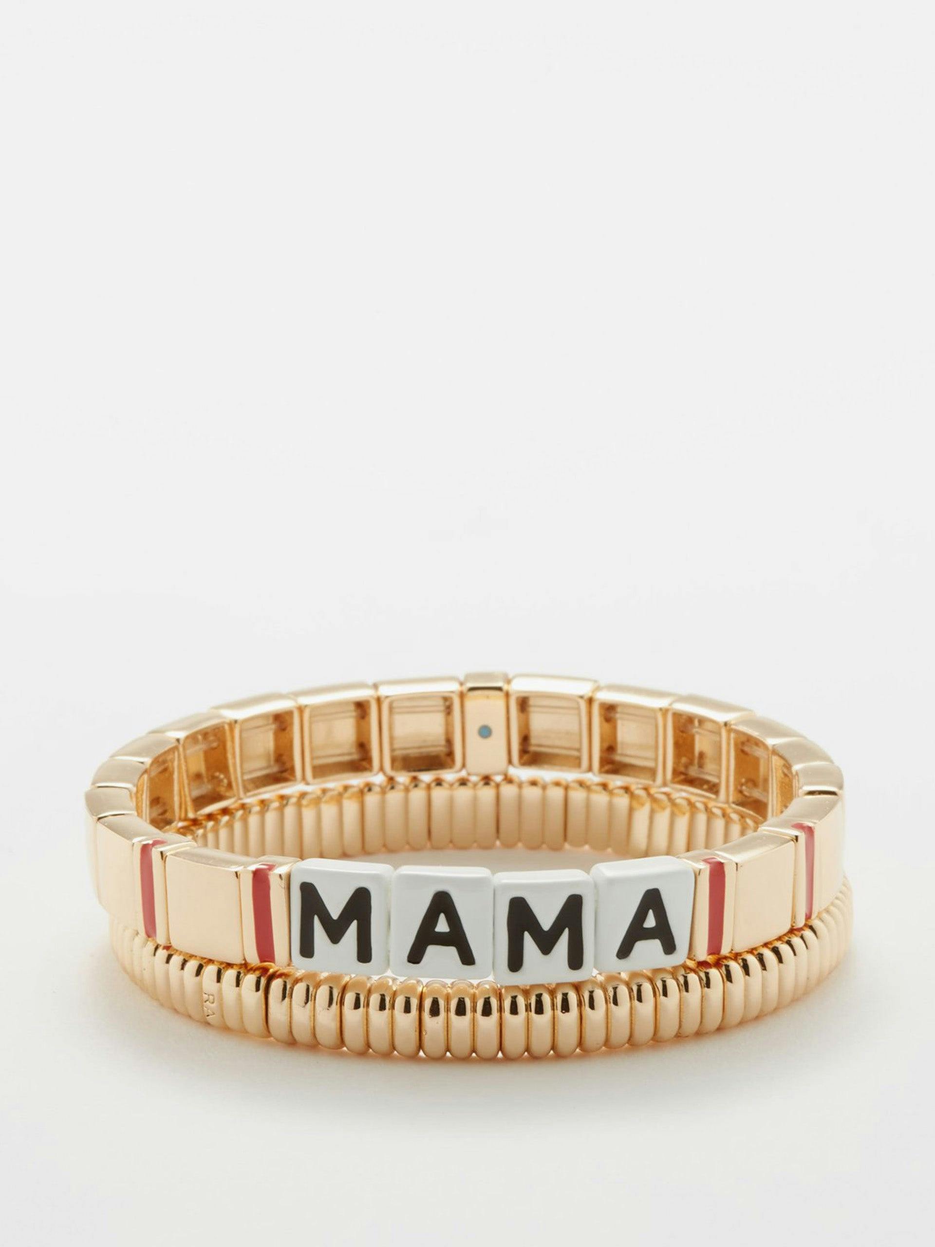 Mama metal and enamel bracelet set