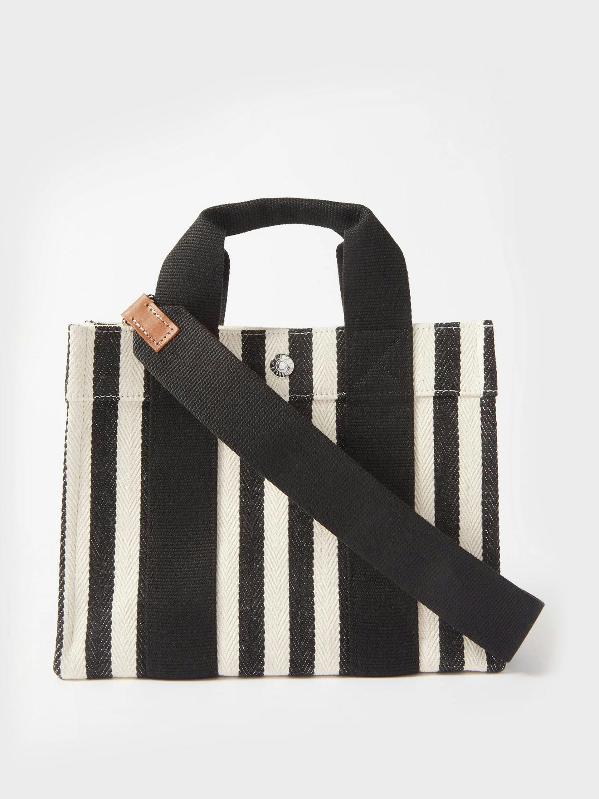 Mini striped canvas cross-body bag