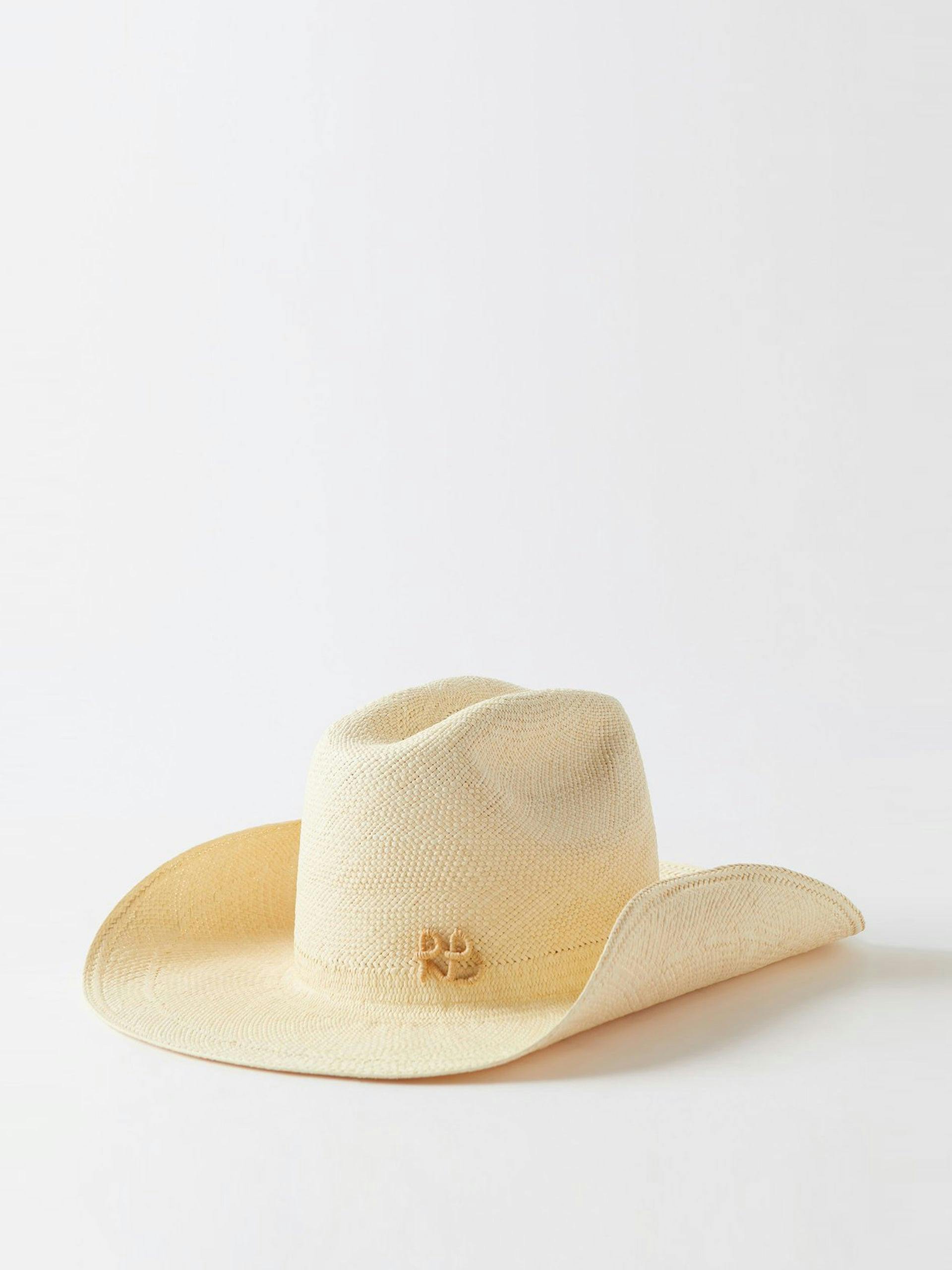 Beige straw cowboy hat