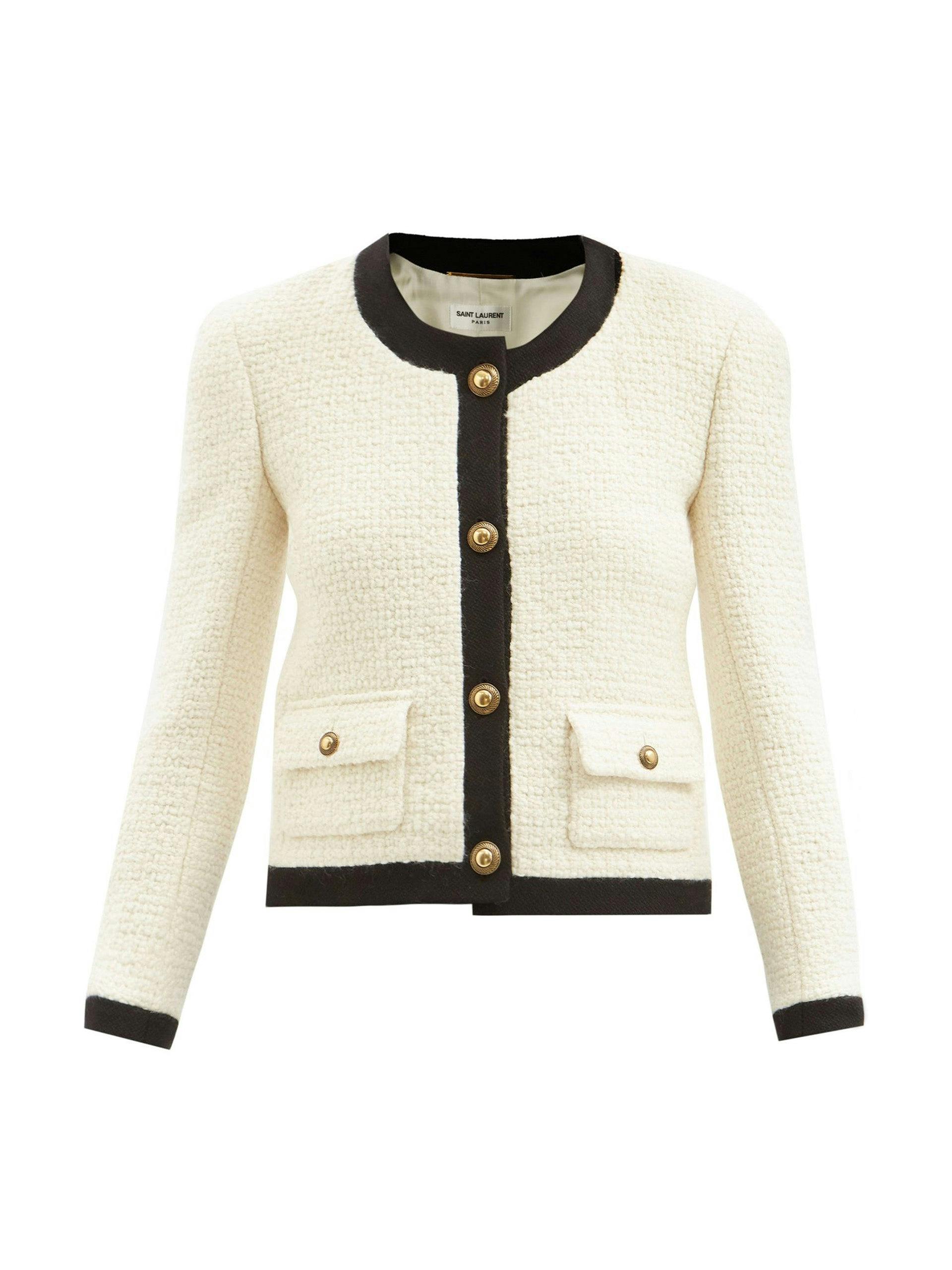 Buttoned wool bouclé-tweed jacket
