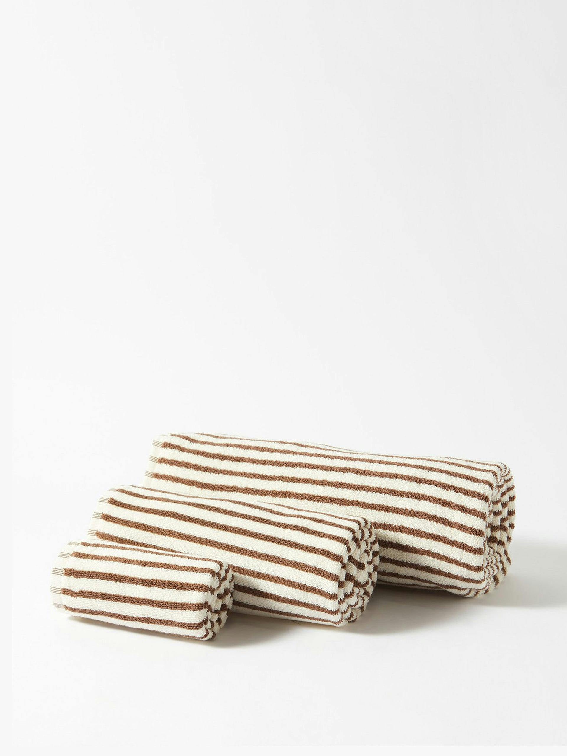 Striped cotton-terry bath (set of 3)