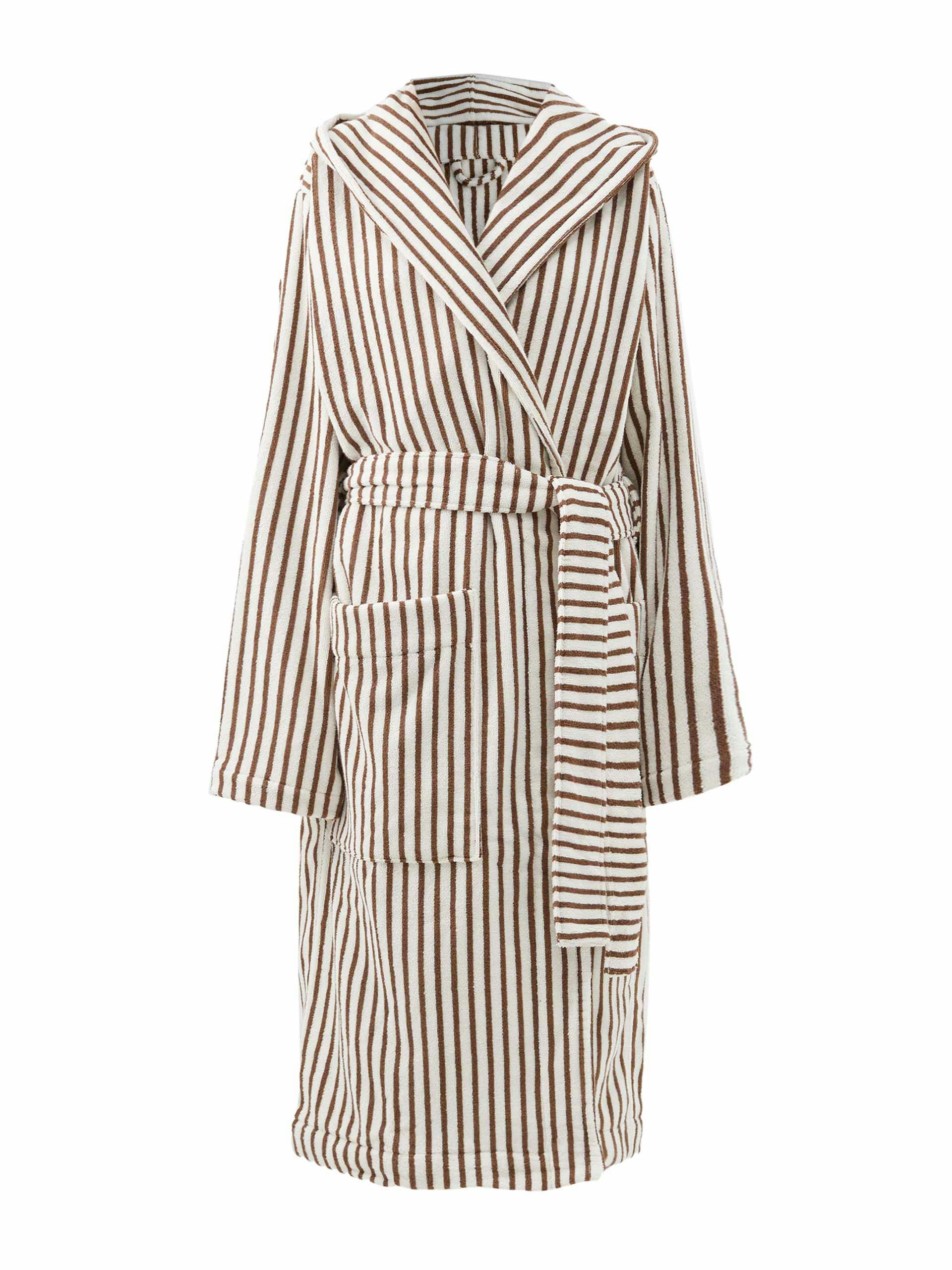 Striped cotton-terry bathrobe