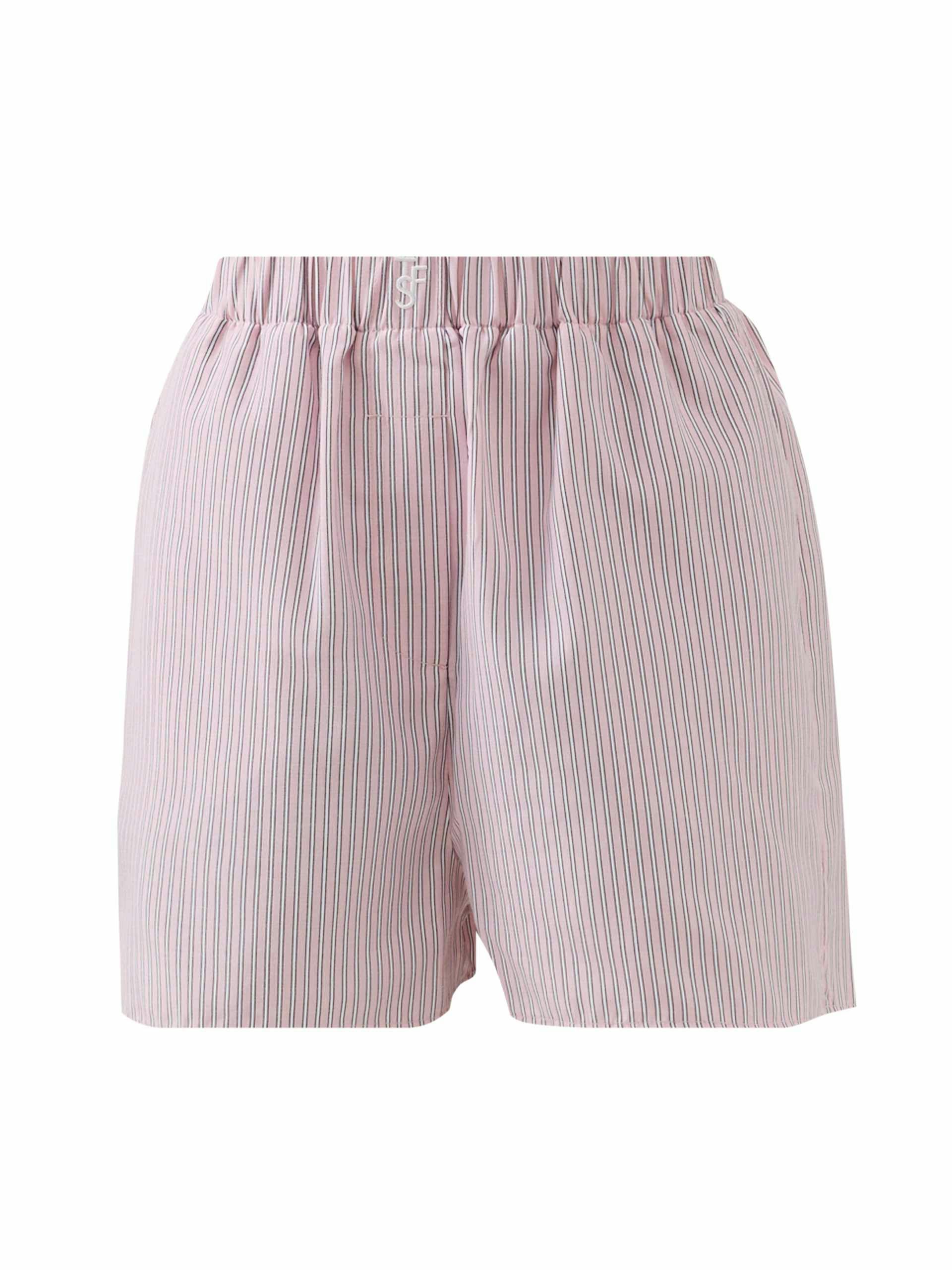 Pink striped poplin boxer shorts