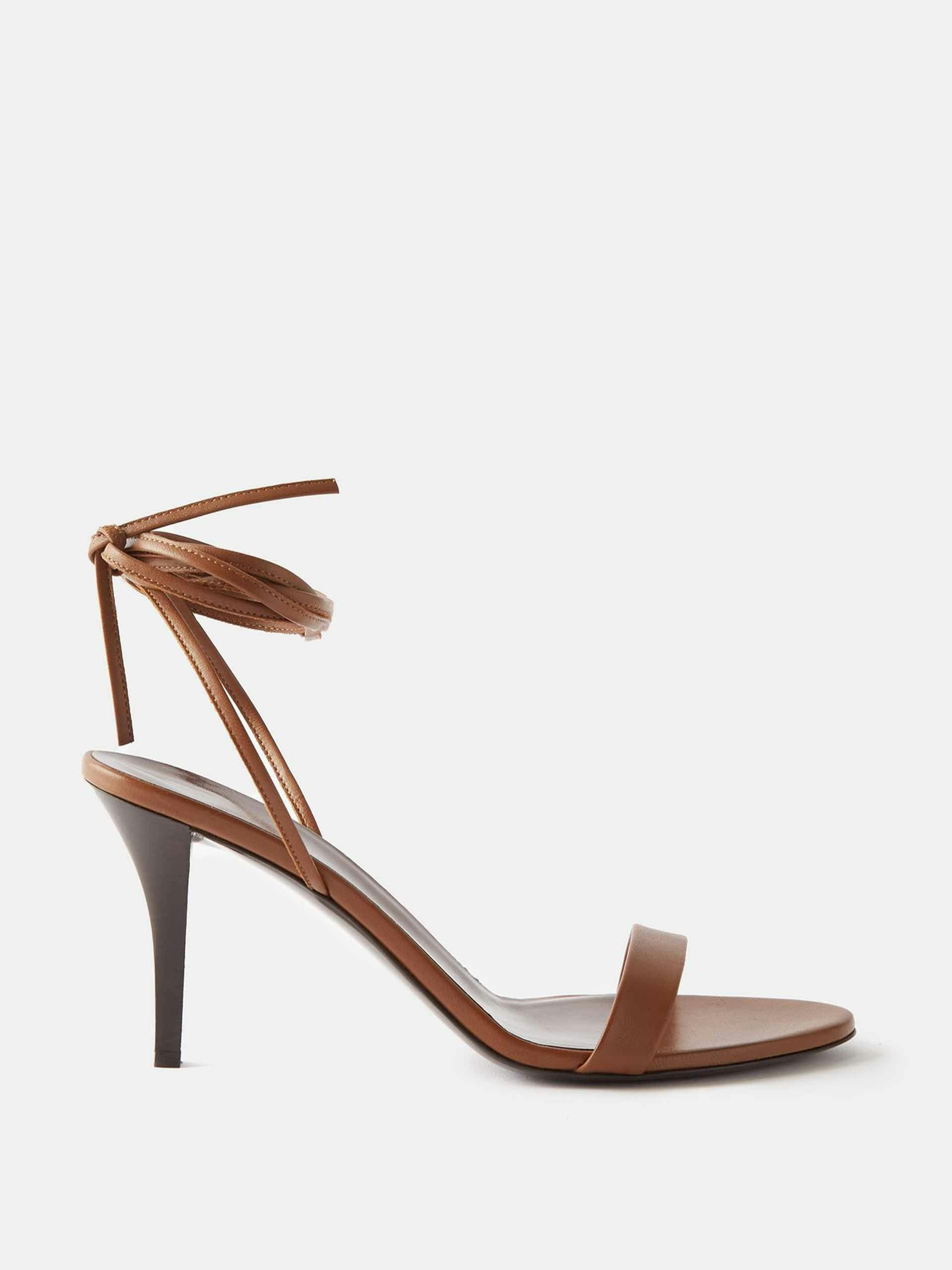 Brown Maud 80 leather wrap sandals