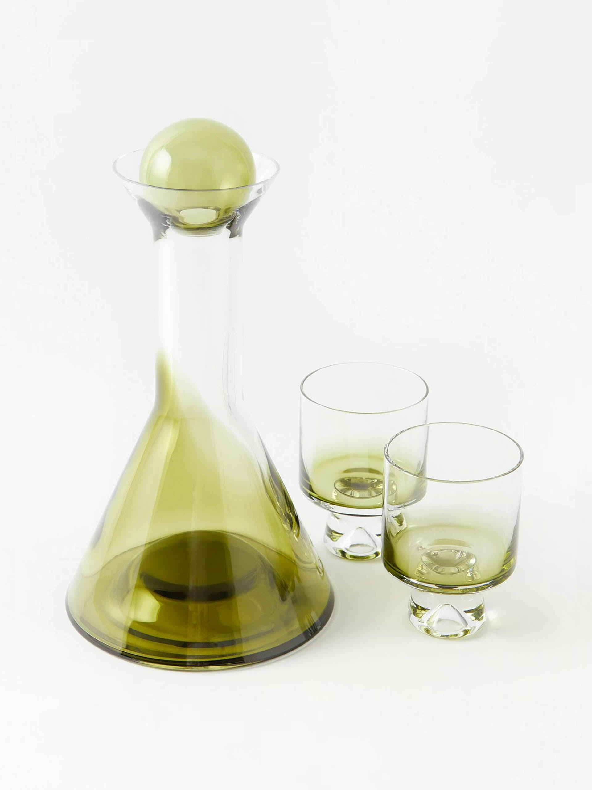 Green decanter and glass set
