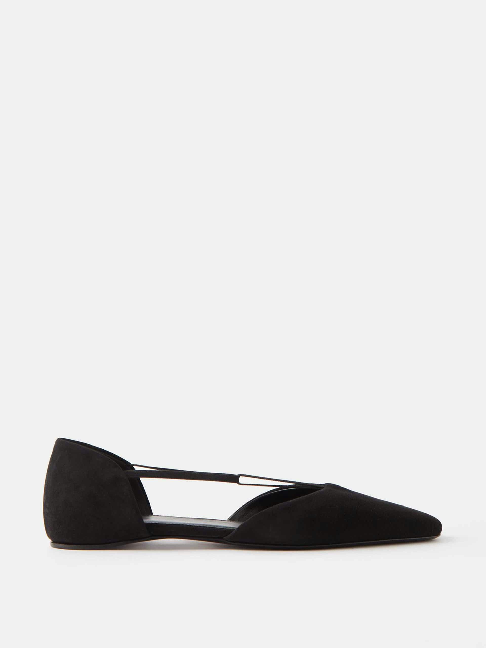 Pointed suede D'Orsay flats