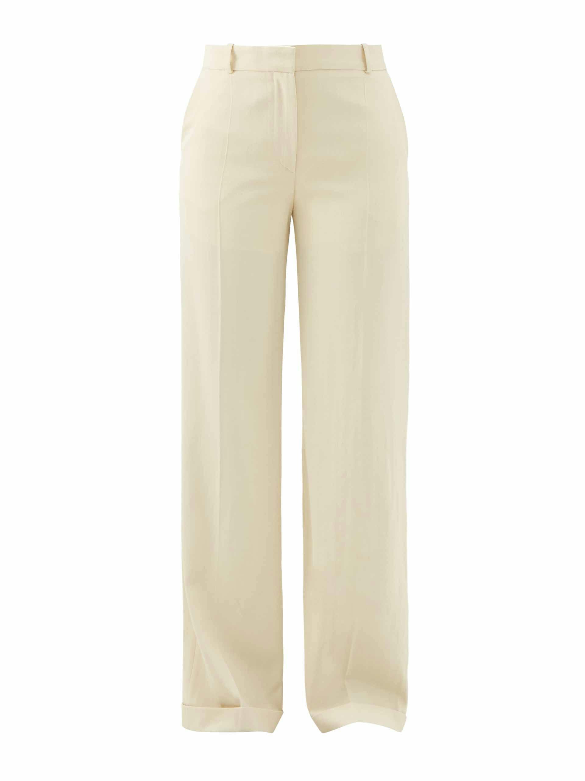 Cream twill suit trousers
