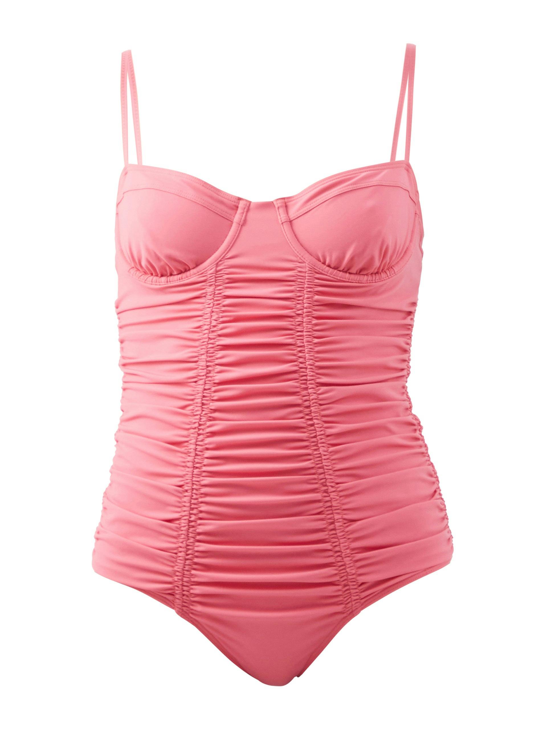 Pink ruched swimsuit