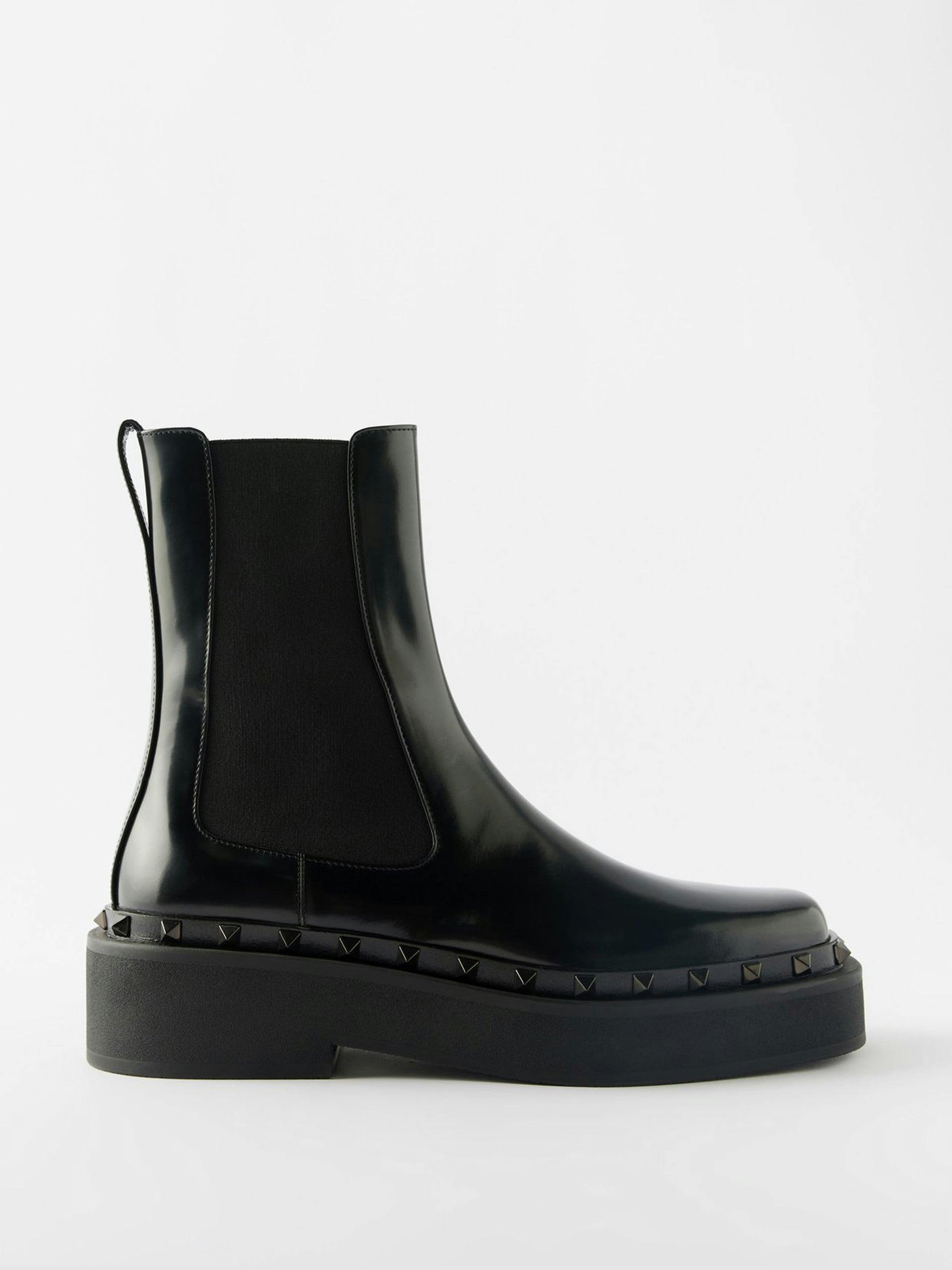 Black patent-leather Chelsea boots