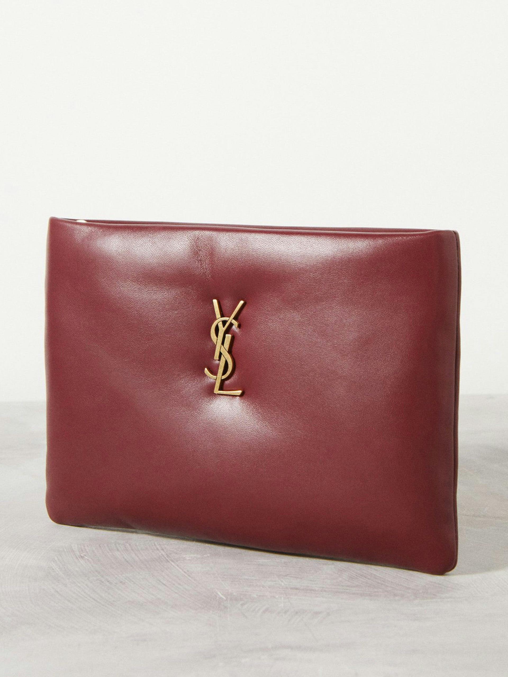 YSL-plaque leather clutch bag
