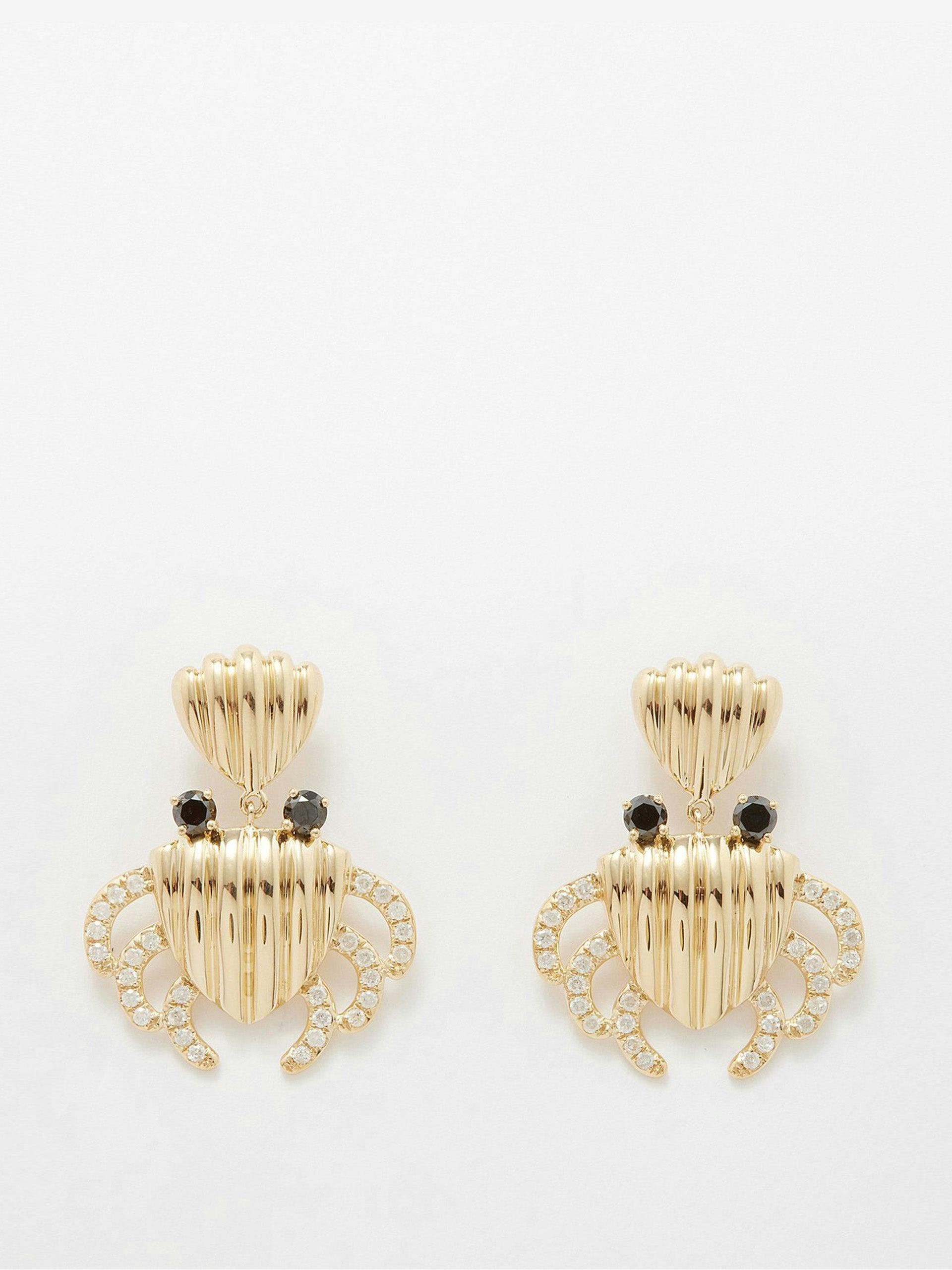 Crab diamond & 9kt gold earrings