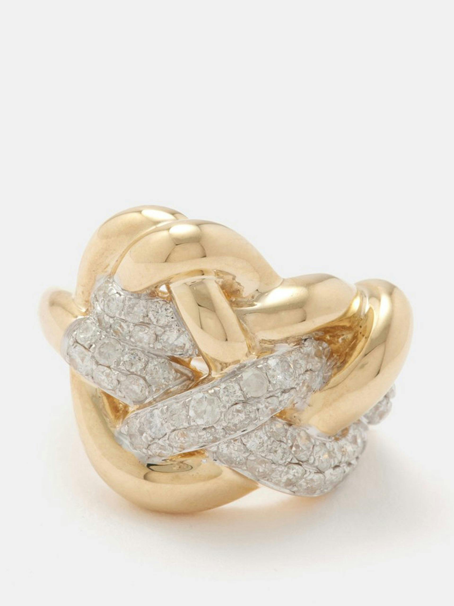 Knot diamond and 9kt gold ring
