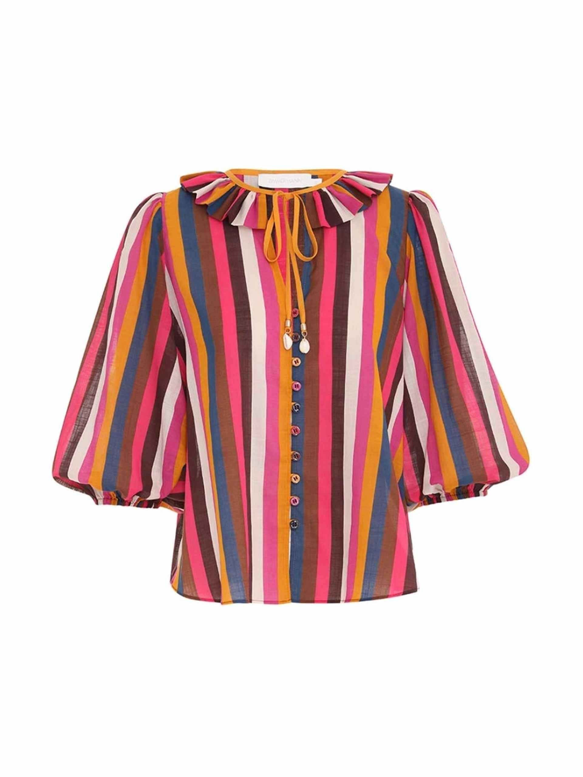 Striped cotton-voile blouse