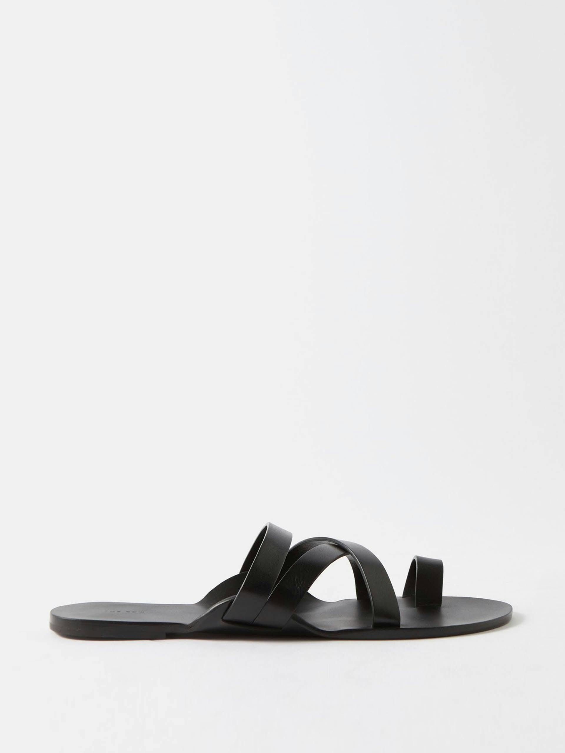 Black crossover leather sandals