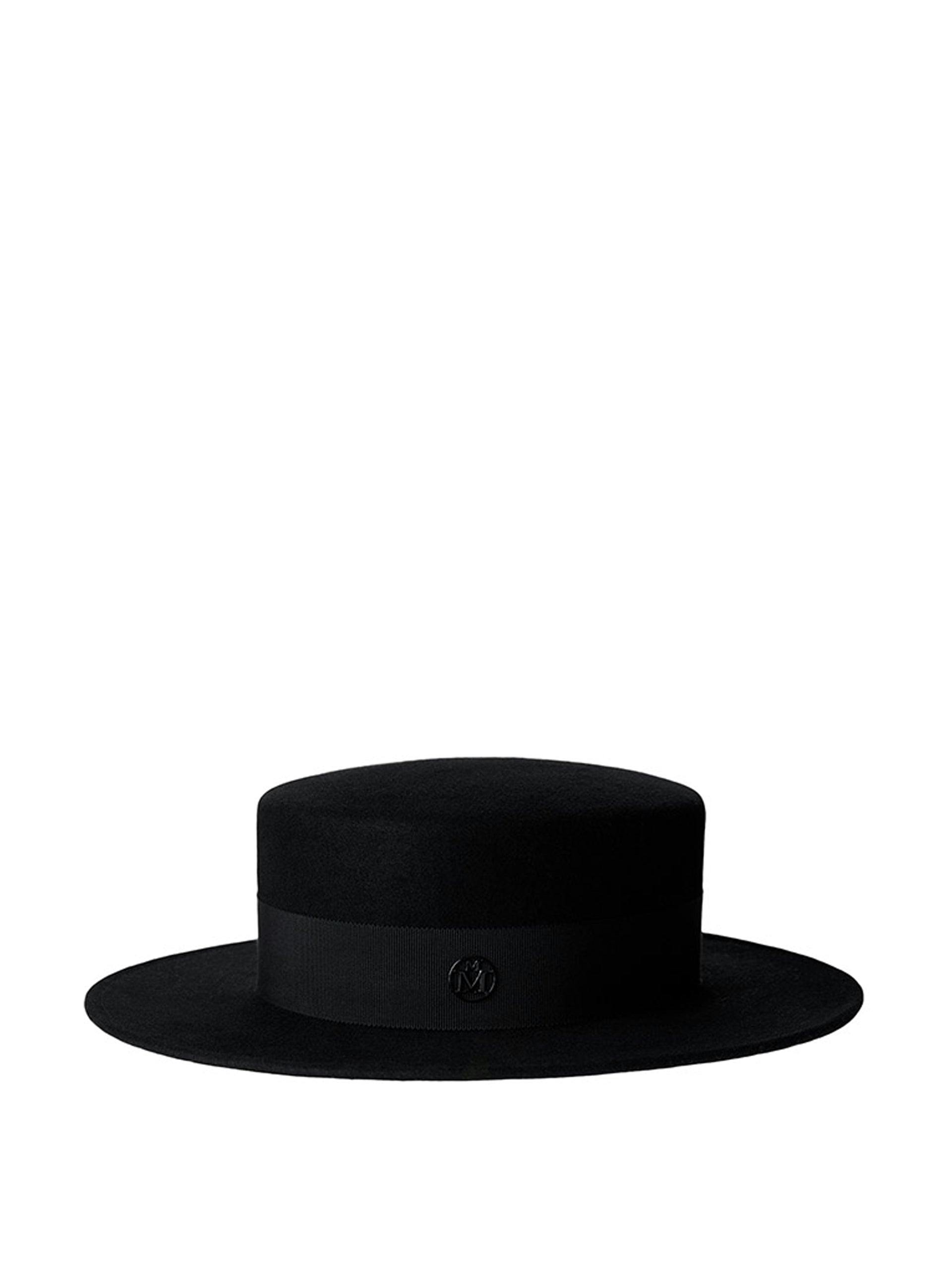 Kiki black felt canotier hat